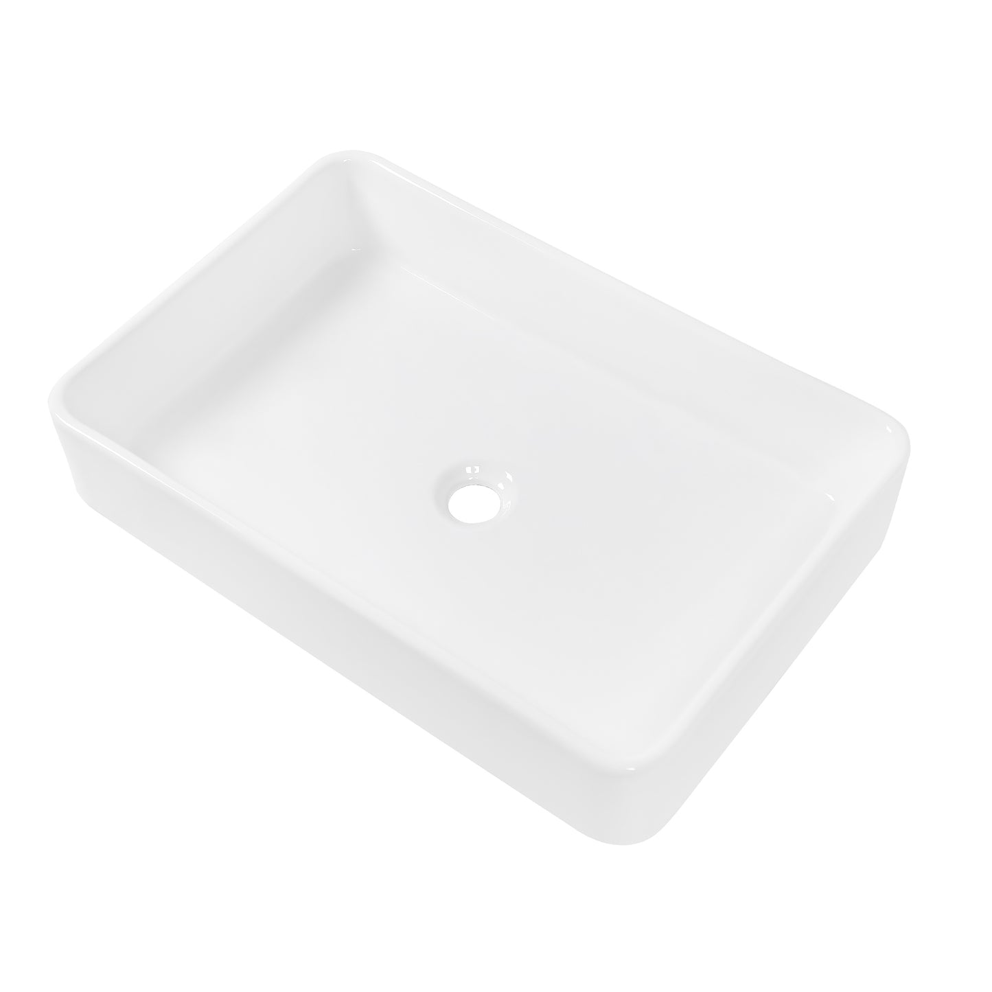 24"x16" White Ceramic Rectangular Vessel Bathroom Sink