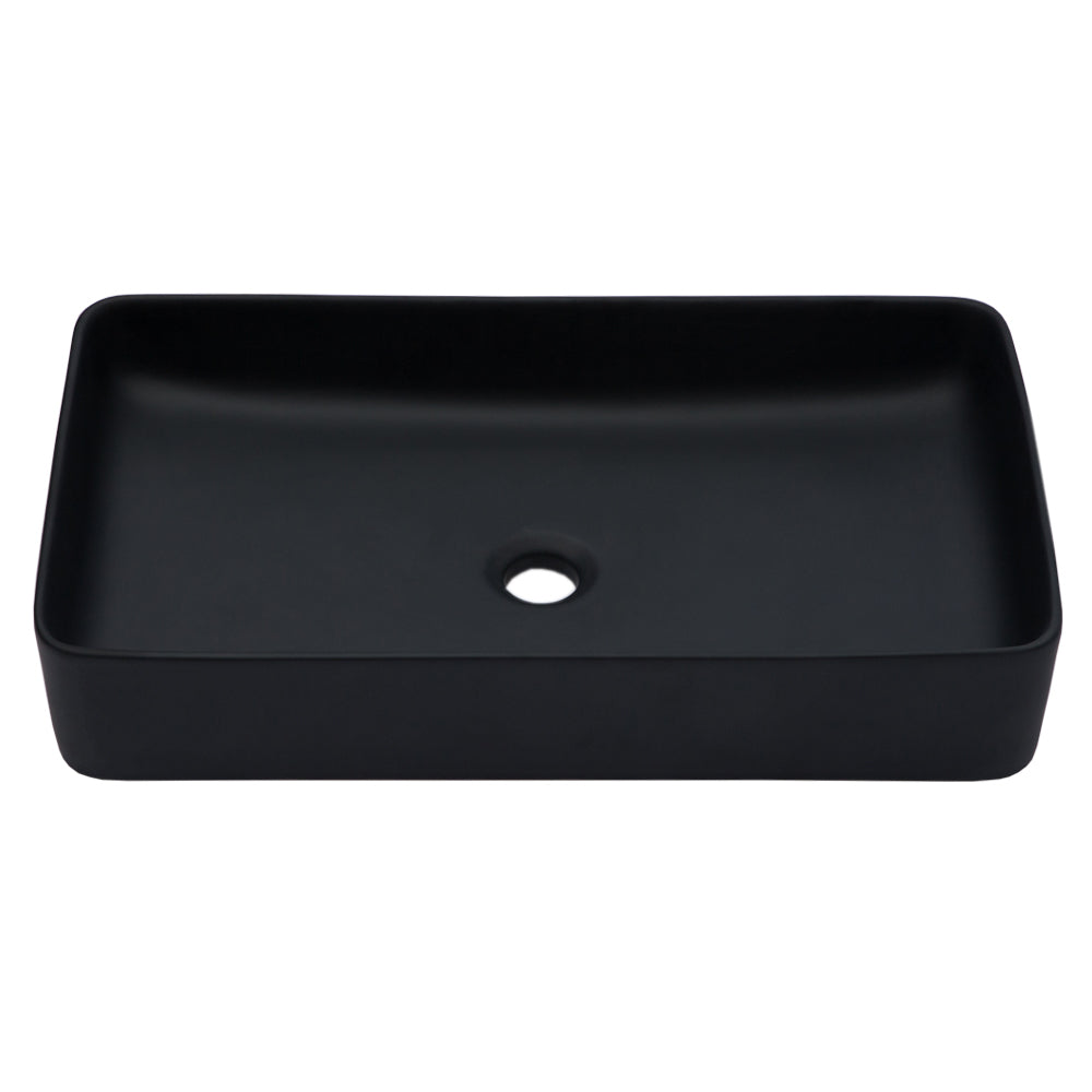 24"x13.5" Black Ceramic Rectangular Vessel Bathroom Sink