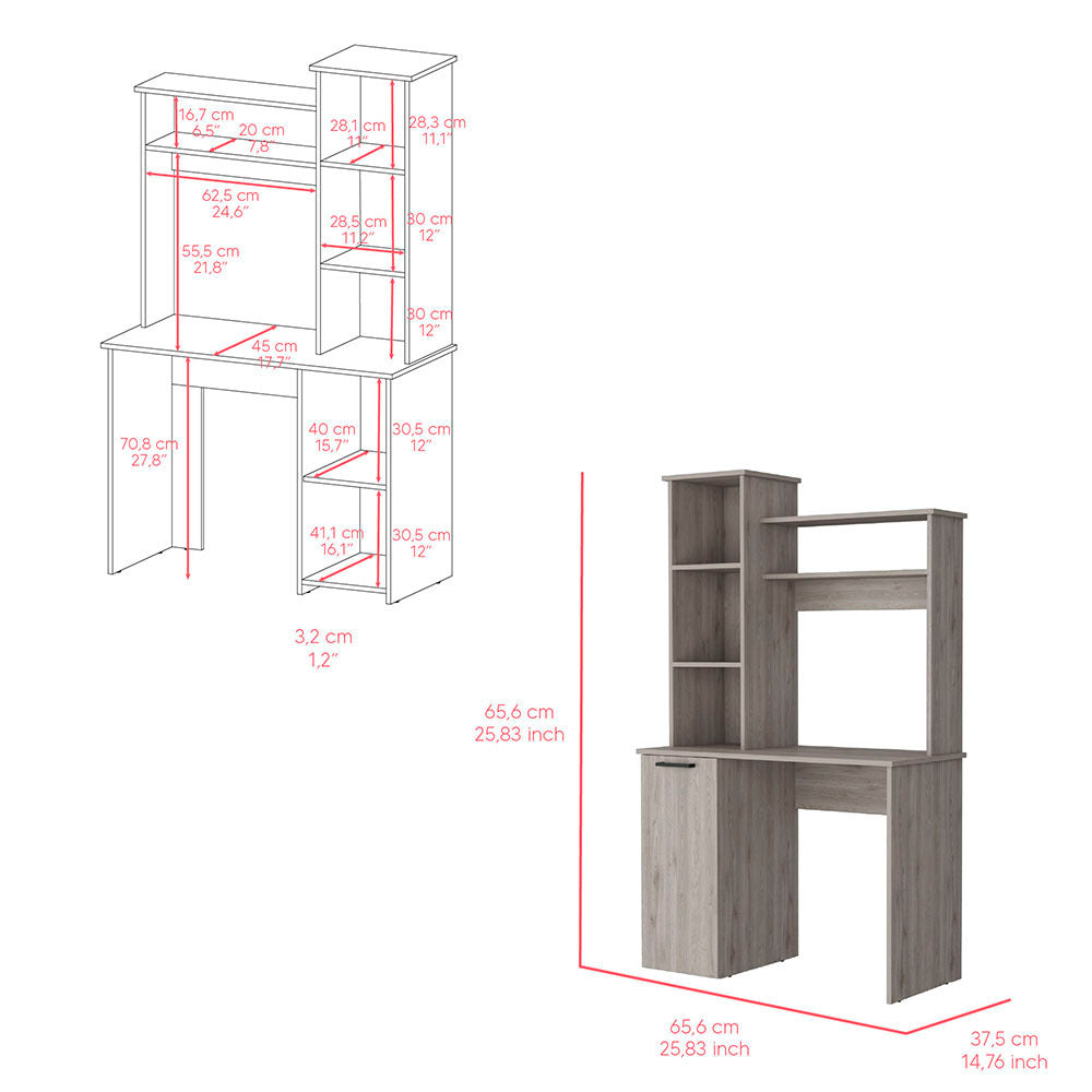 Dumas Office Desk with Light Gray Hutch