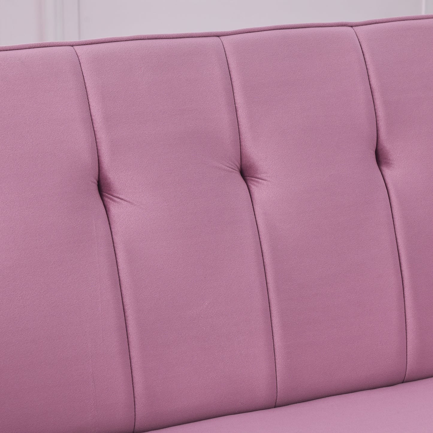 72.5 Pink Velvet Convertible Sofa Bed with Adjustable Backrest and Metal Legs