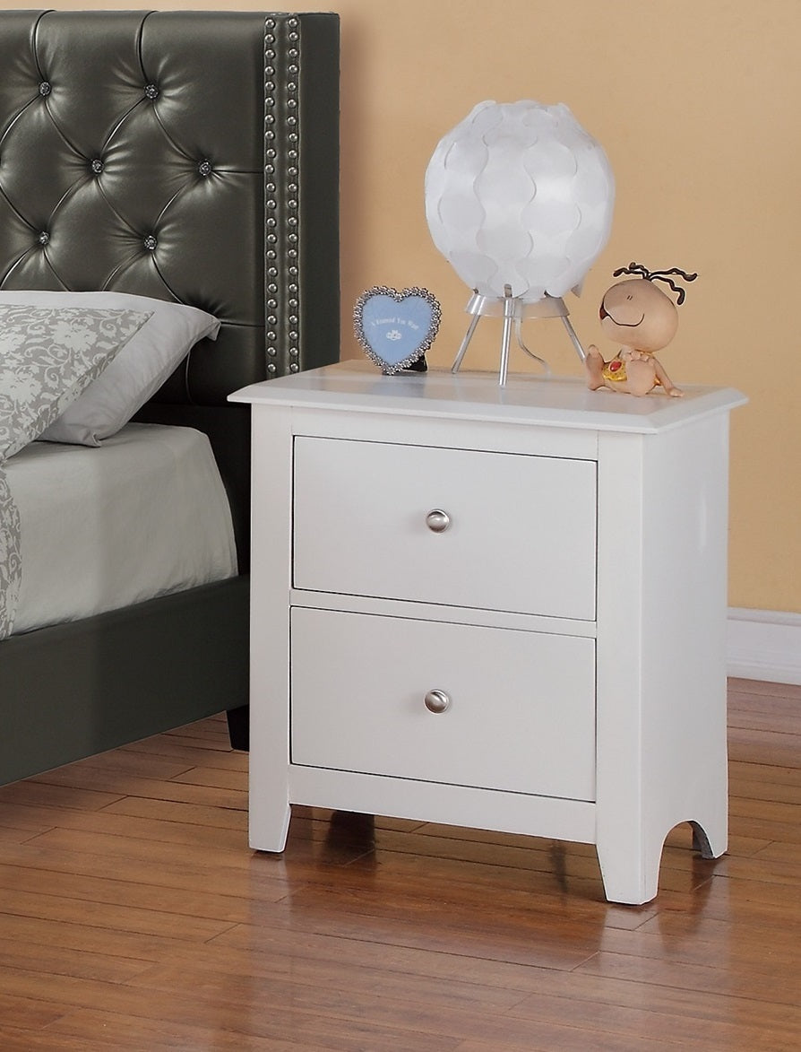 Bedroom Bed Side Table 1x Nightstand White Color Wooden 2 Drawers Table Nightstands