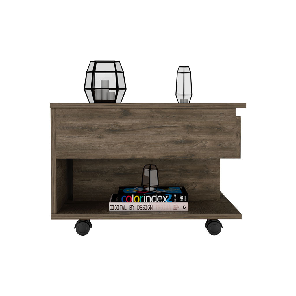 Elevate Dark Brown Lift Top Coffee Table with Casters