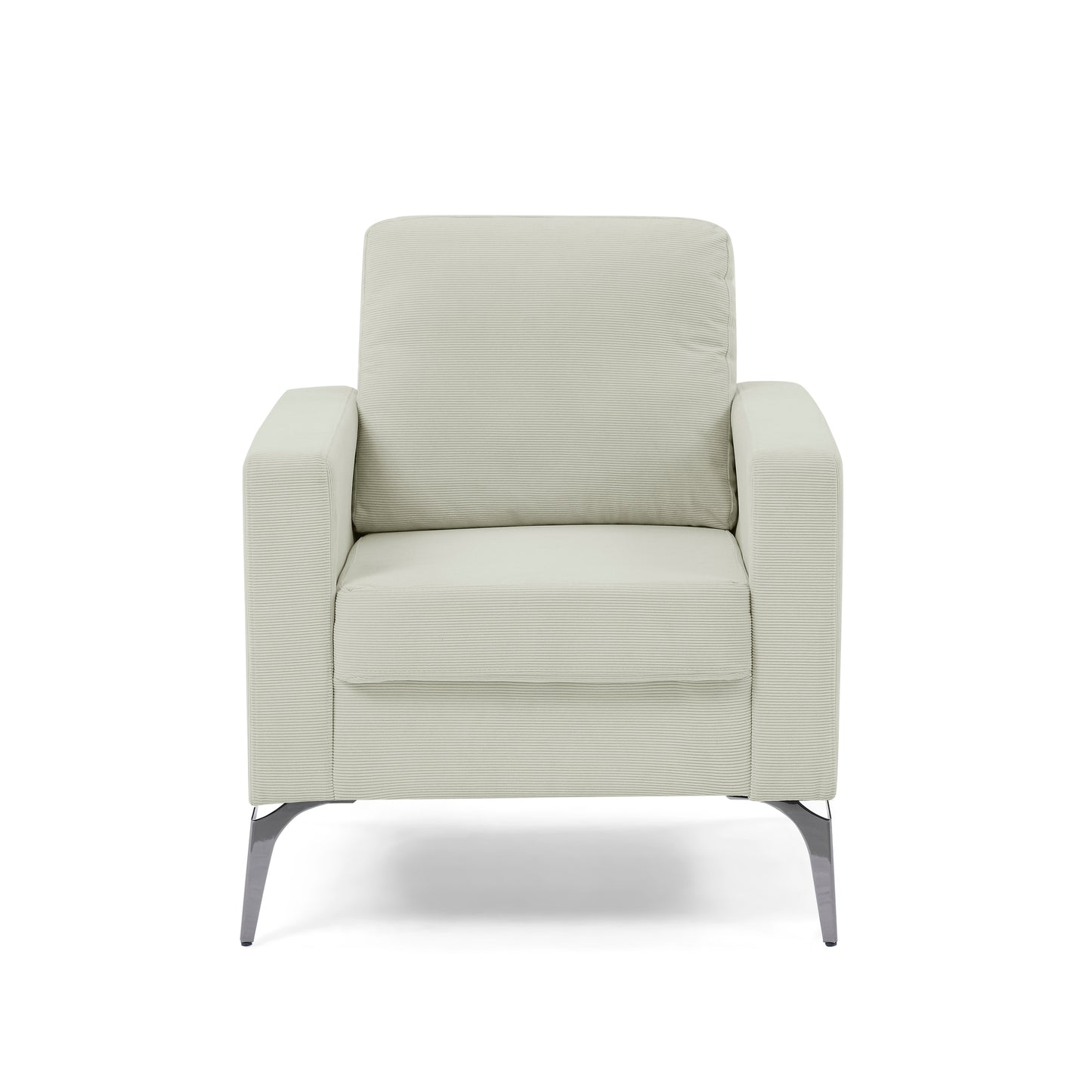 Sofa Chair,with Square Arms and Tight Back ,Corduroy Beige