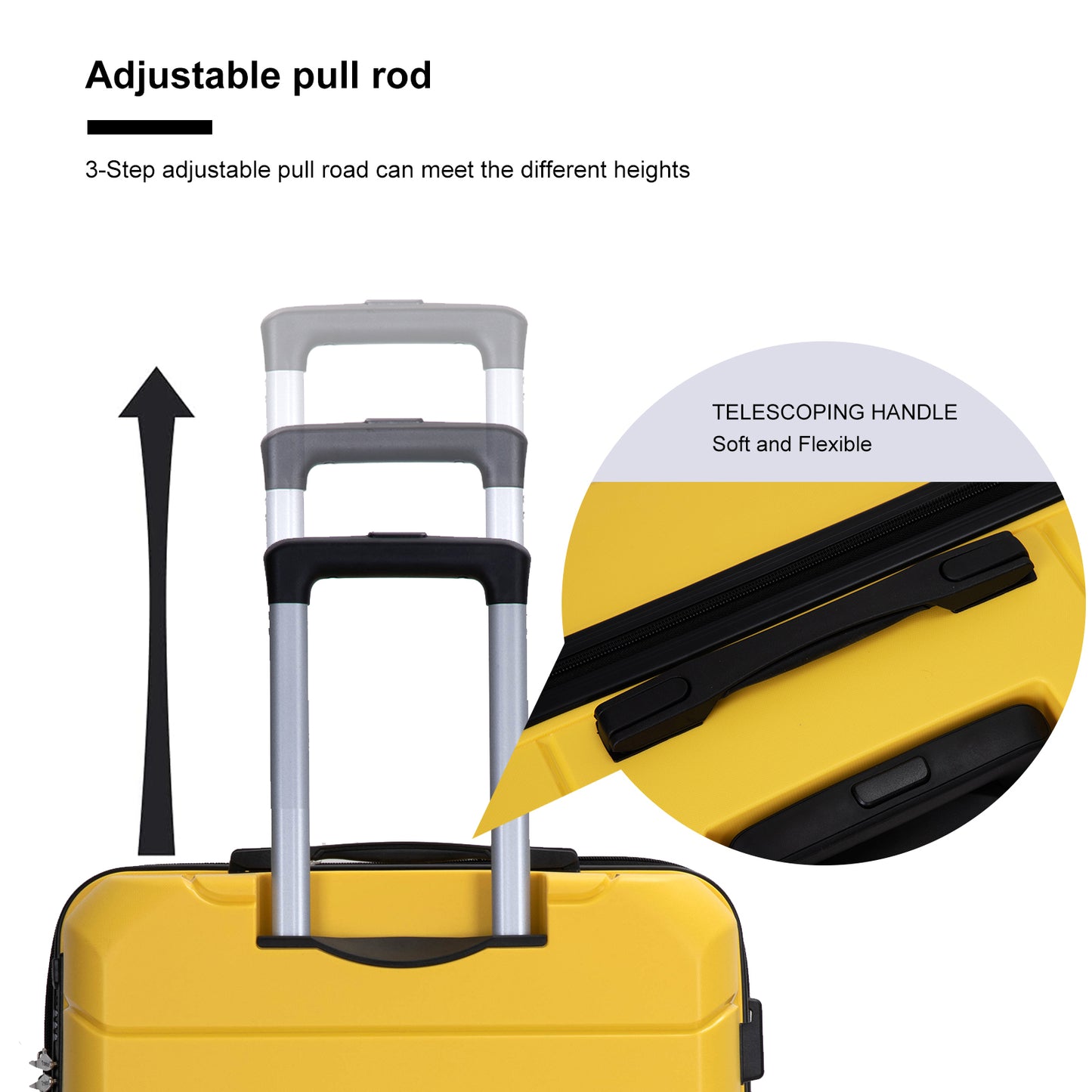 Hardshell Suitcase Spinner Wheels PP Luggage Sets Lightweight Durable Suitcase with TSA Lock,3-Piece Set (20/24/28) ,Yellow