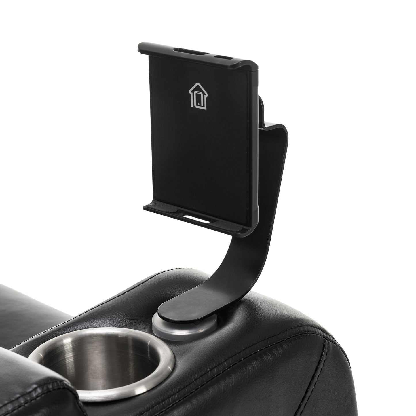 Luxury Black Swivel Recliner Chair with Tray Table, Phone Holder, and USB Port