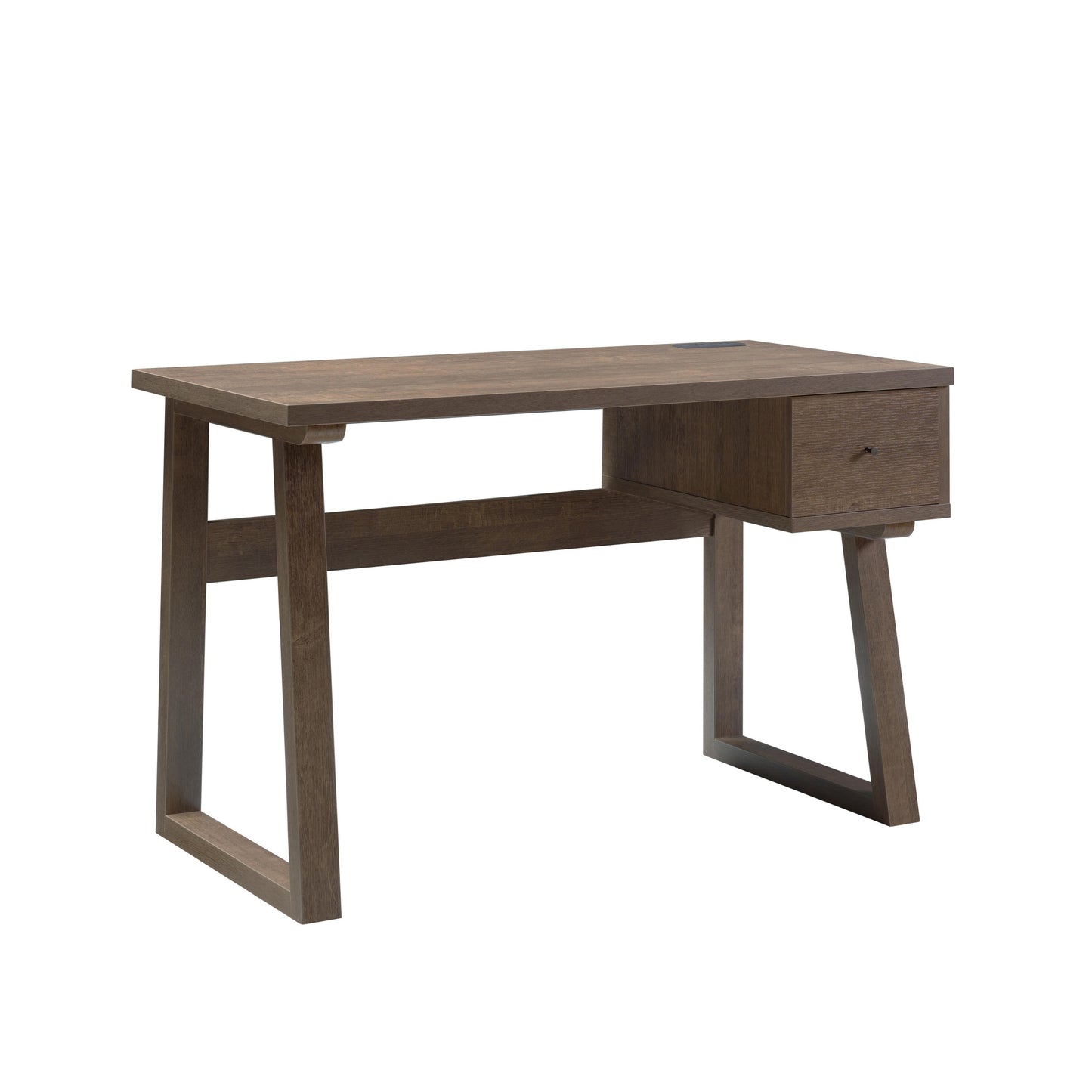 Walnut Oak Writing Desk with Built-In USB Port and Drawer