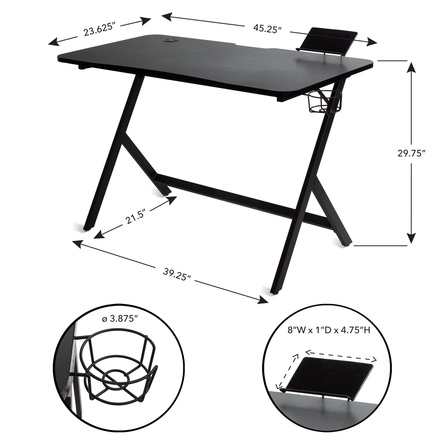 Atlantic Gaming Fire Storm Desk - Black Experience Enhanced Gaming Setup