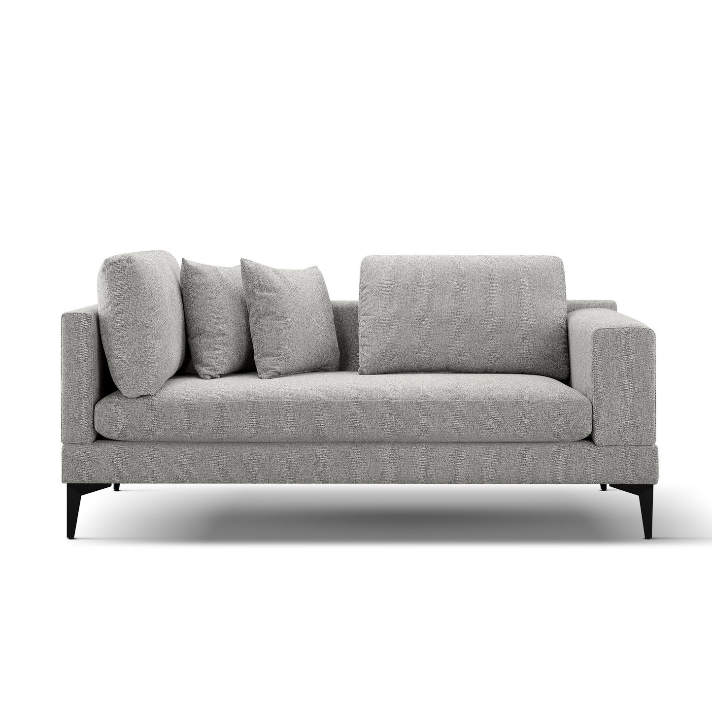 Luxury Modern 2 Seater Couch for Living Room, Fabric Couch With Removable Sofa Cushions and  Reverible Armes , Stable Metal Legs , 2 Pillows and 1 Back Cushion, Texture Gray