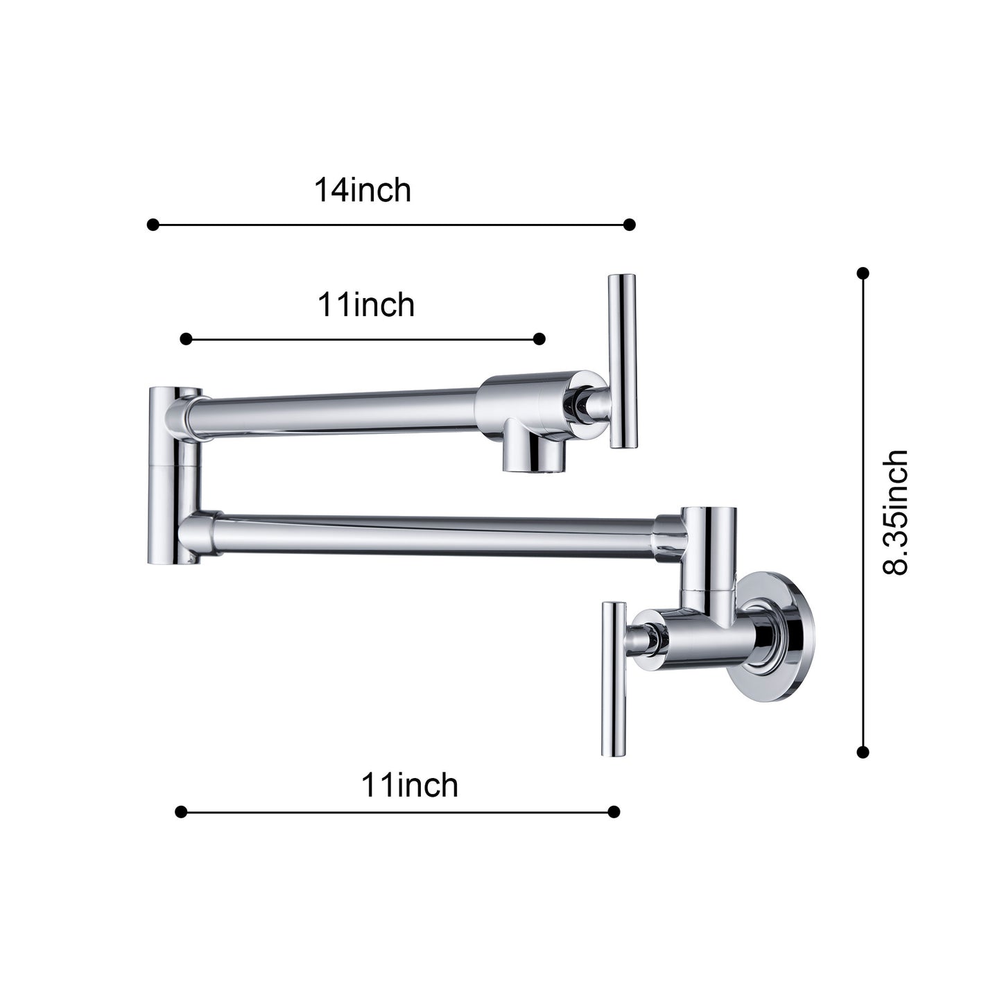 Pot Filler Faucet, Modern Brass Pot Filler Two-Attachment Wall Mount Folding Kitchen Pot Filler Swing Arm