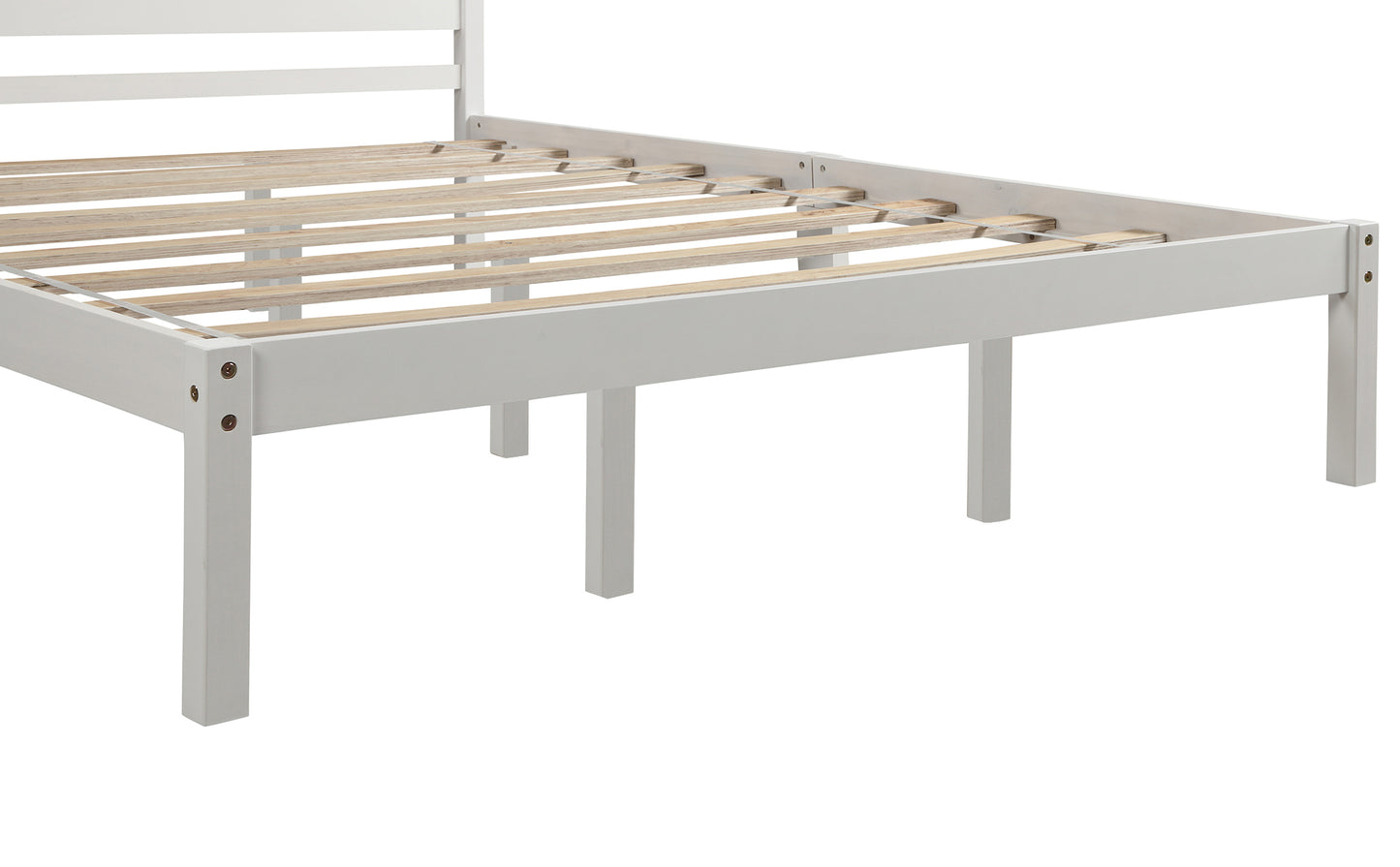 Platform Bed Frame with Headboard, Wood Slat Support, No Box Spring Needed, Queen, White