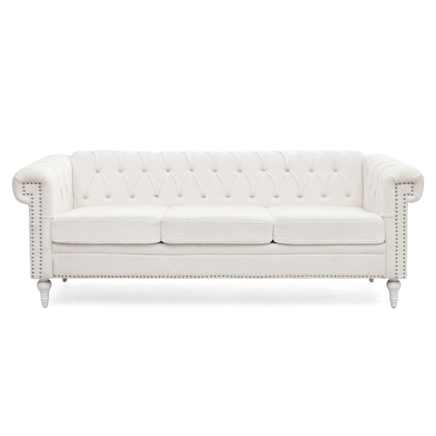 Traditional Bubble Nails Square Arm Sofa with Removable Cushions