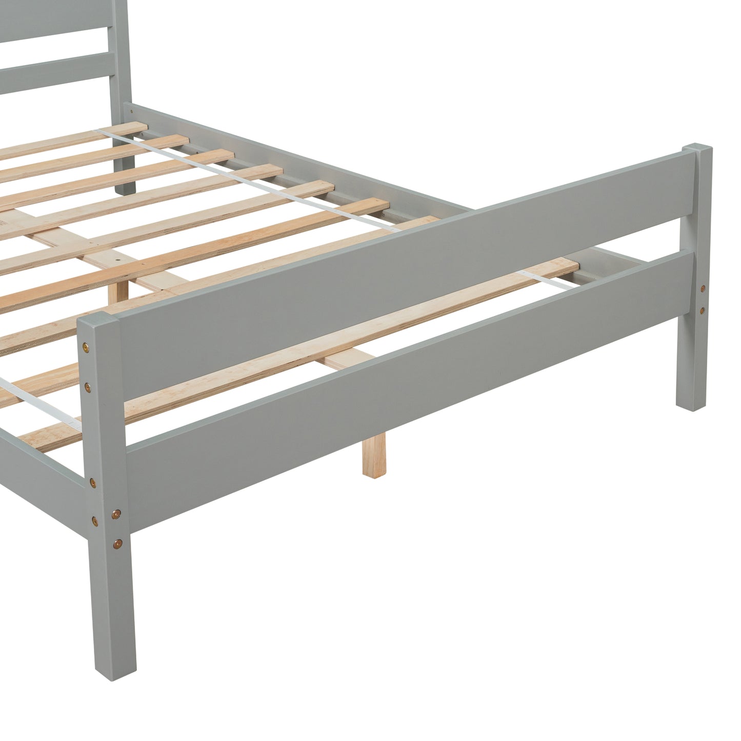 Full Bed with Headboard and Footboard,Grey