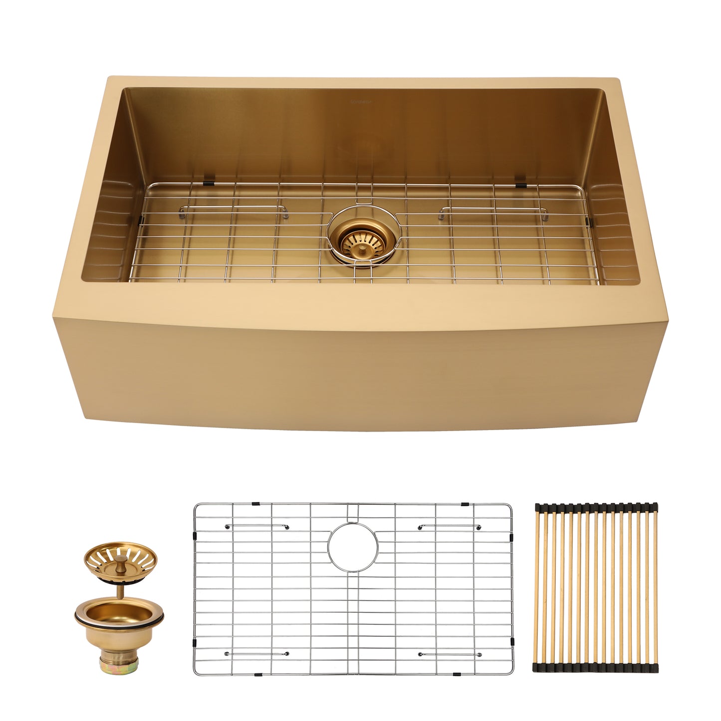 36 Gold Stainless Steel Farmhouse Kitchen Sink with Nano-PVD Gold Finish