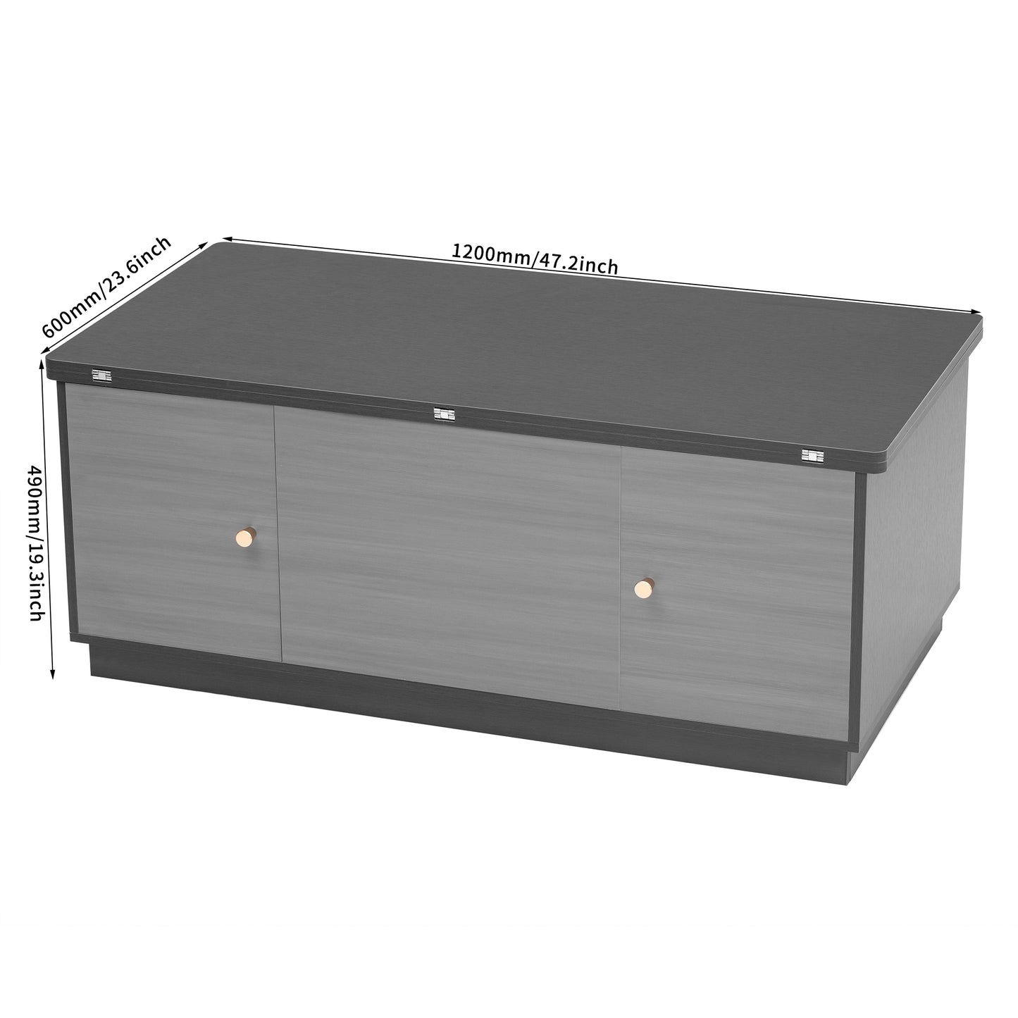 Extendable Lift-Top Coffee Table with Storage in Contemporary Gray