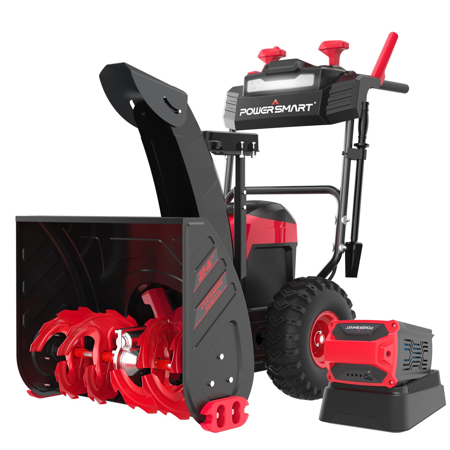 PowerSmart 24-inch 2-Stage 80V Cordless Snow Blower,Battery and Charger Included