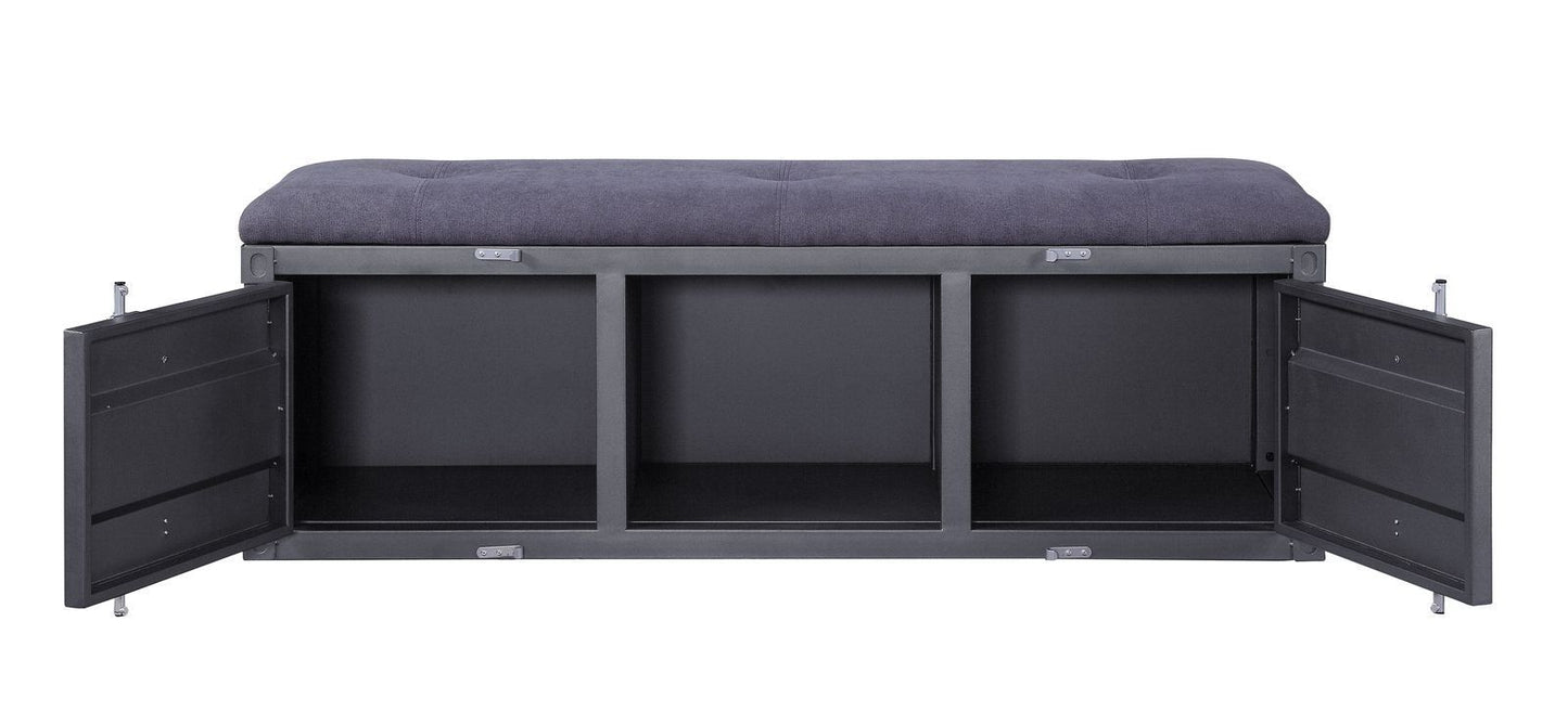 ACME Cargo Bench (Storage), Gray Fabric & Gunmetal 35927