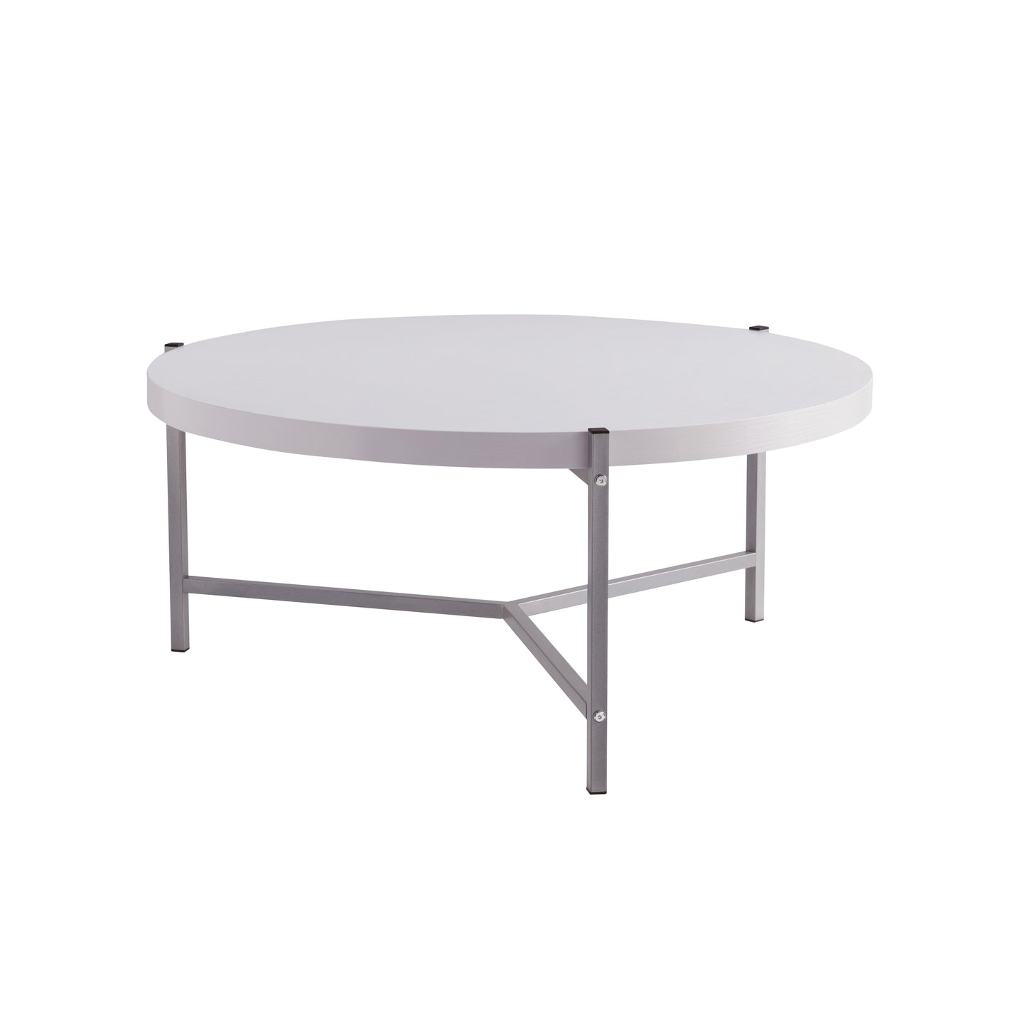 White and Silver Round Coffee Table