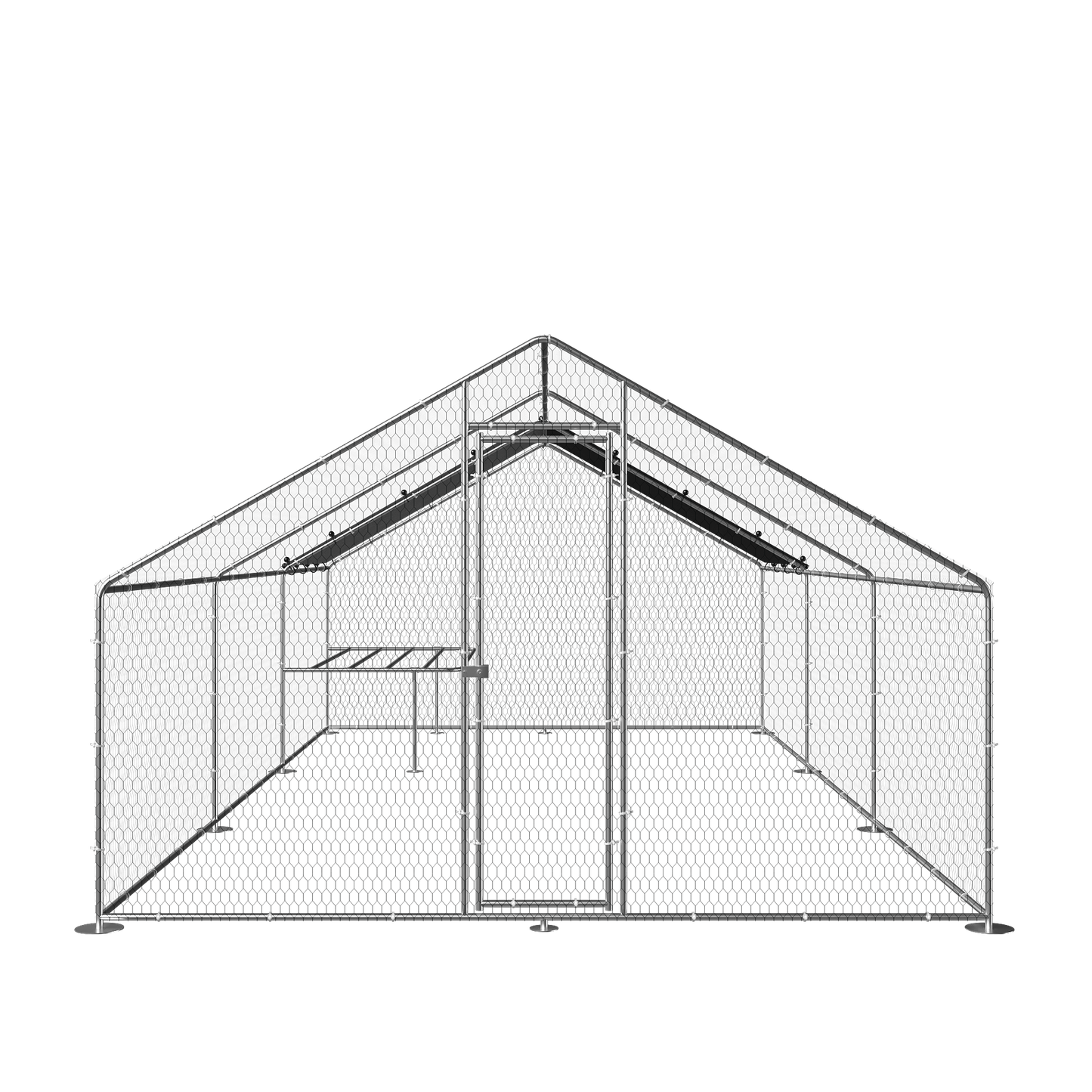 Large metal chicken coop, walk-in chicken coop, galvanized wire poultry chicken coop, rabbit duck coop with waterproof and UV protection cover for outdoor, backyard and farm. 9.8' W x 19.7' D x 6.6' H