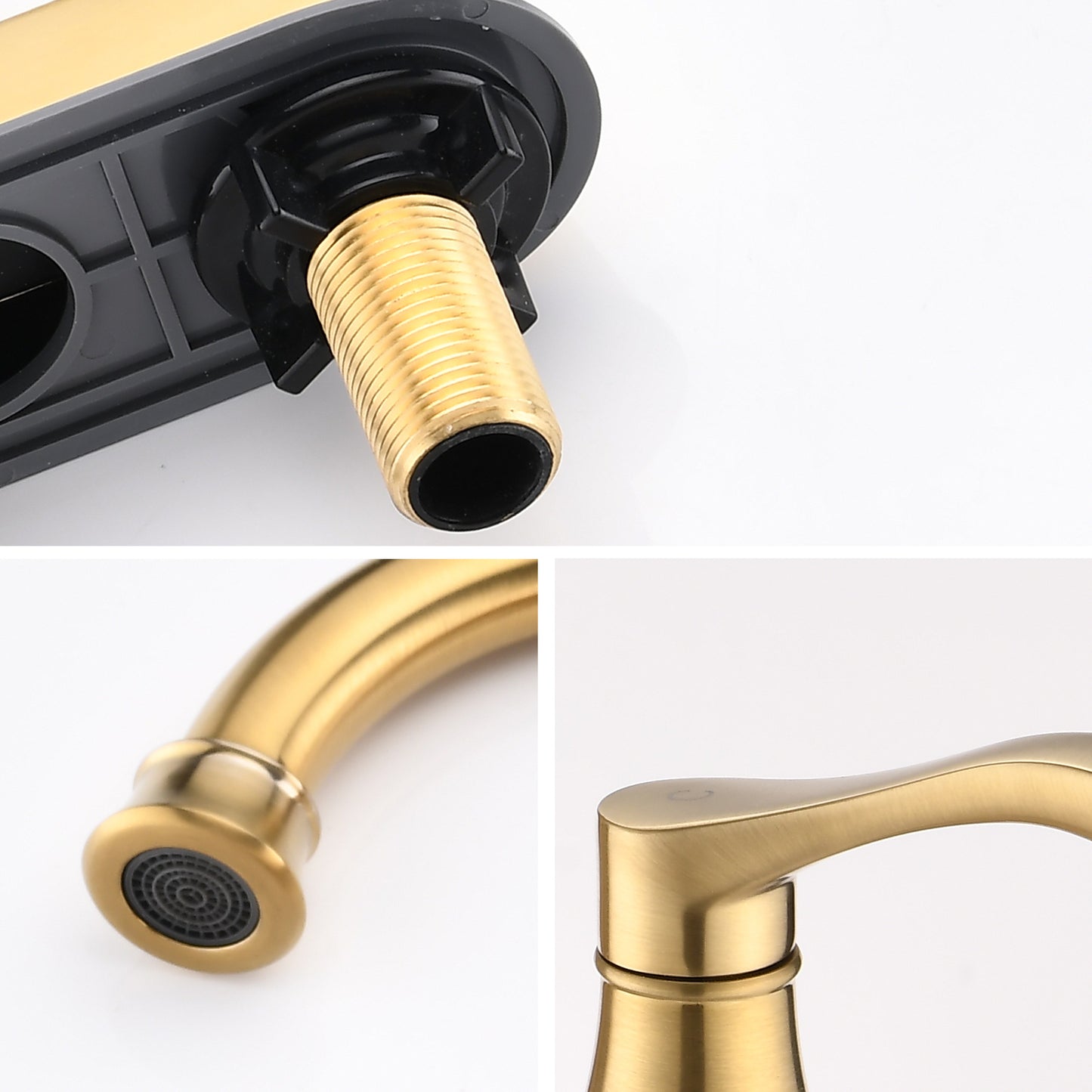 Swivel Spout 4 Centerset Bathroom Faucet - Brushed Gold with Pop Up Drain