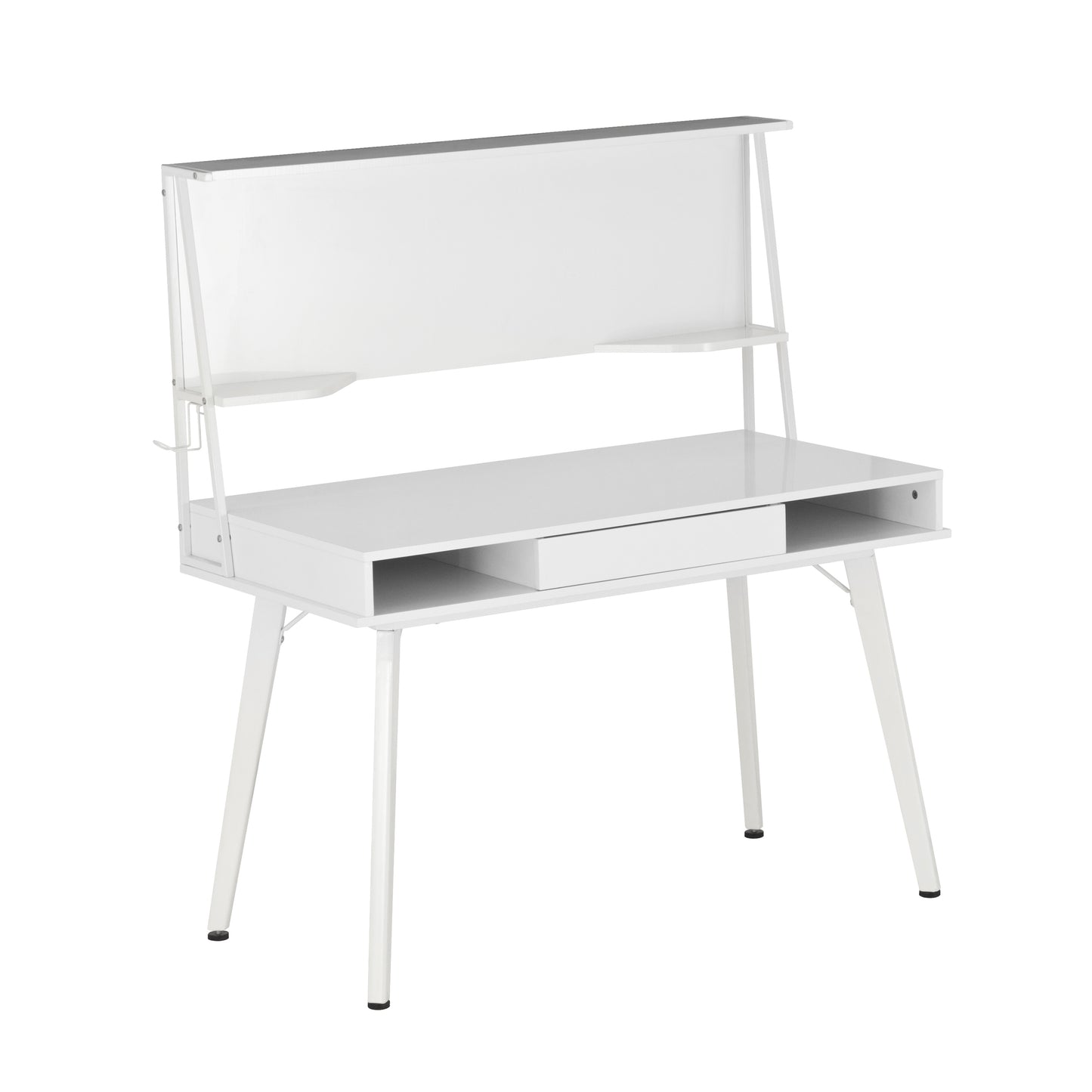 Multi-Purpose White Desk with Magnetic Whiteboard & Storage Shelf