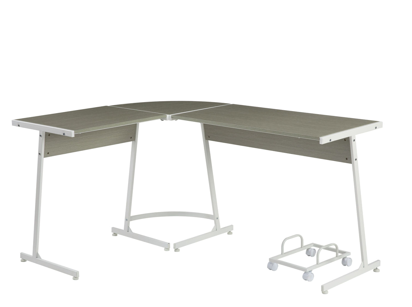 Dazenus Modern Gray and White Workstation - Sturdy Oak Desk - OF00045