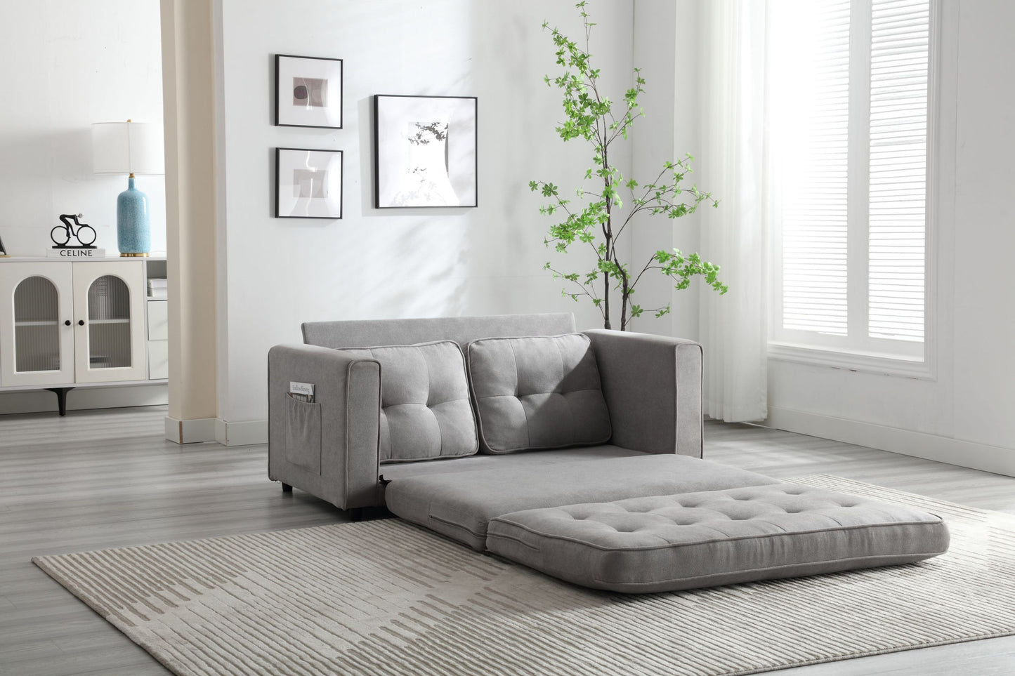 Convertible 3 Fold Sofa Bed with Storage, Space-Saving Loveseat