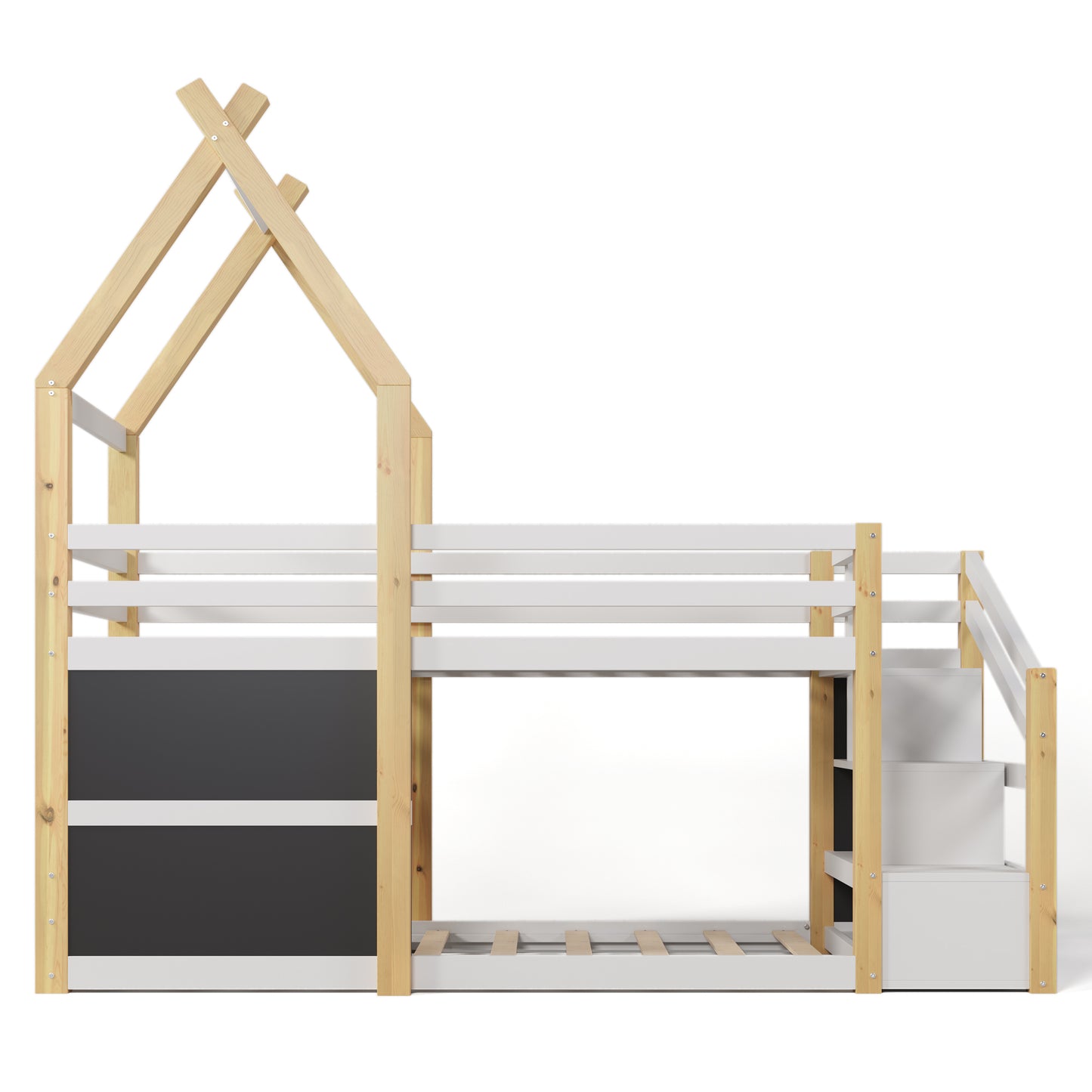 Treehouse Bunk Bed with Storage Staircase and Blackboards