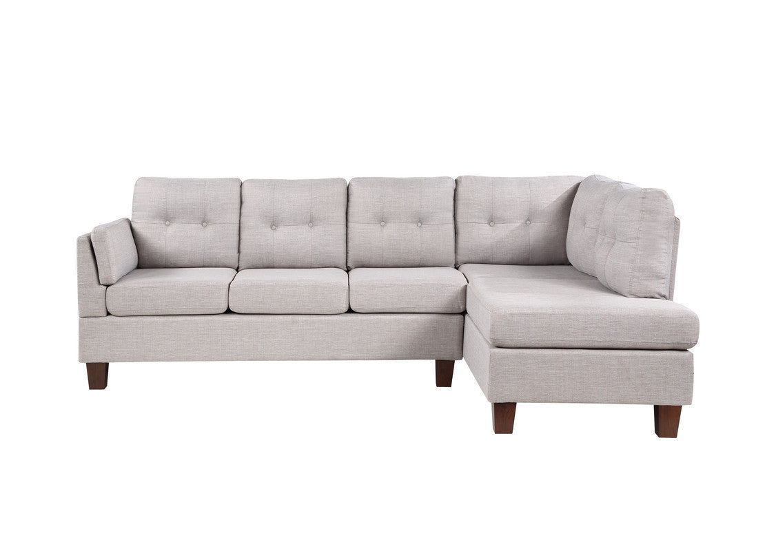 Light Gray Linen Modern Sectional Sofa with Right-Facing Chaise - Dalia Collection