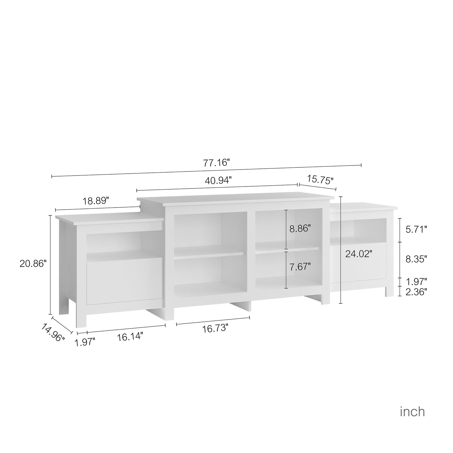 Modern White LED TV Stand with Remote Control Lights and Storage for 85 inch TV