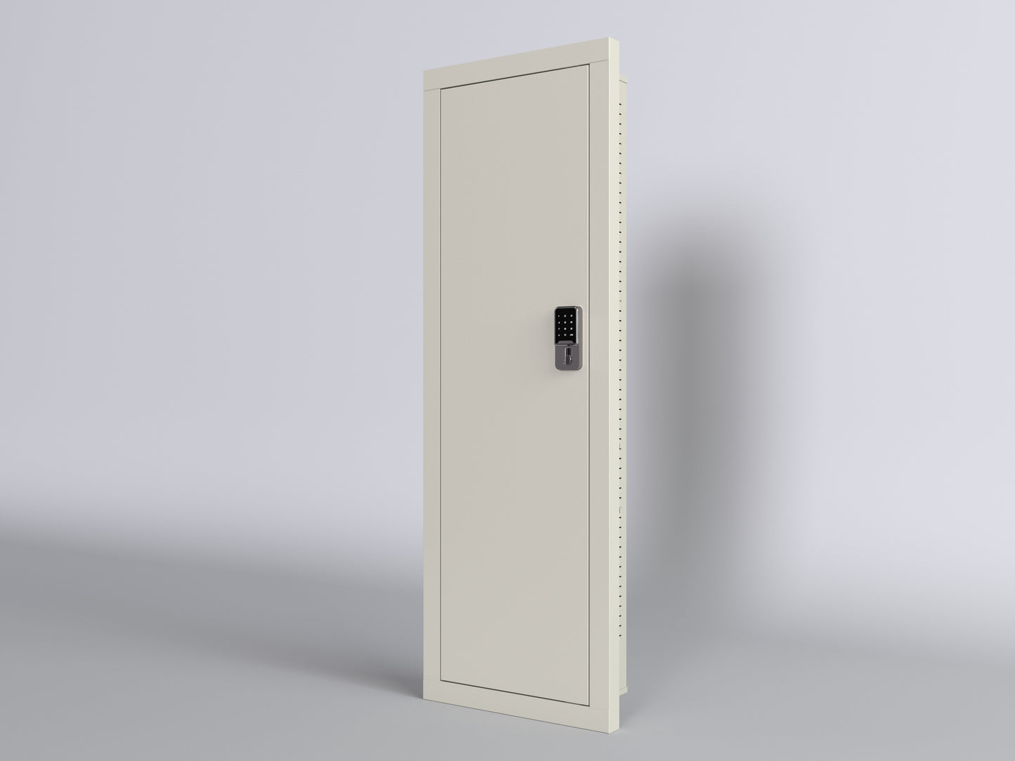 White Wall-Mounted Gun Safe with Digital Keypad and Hidden Storage