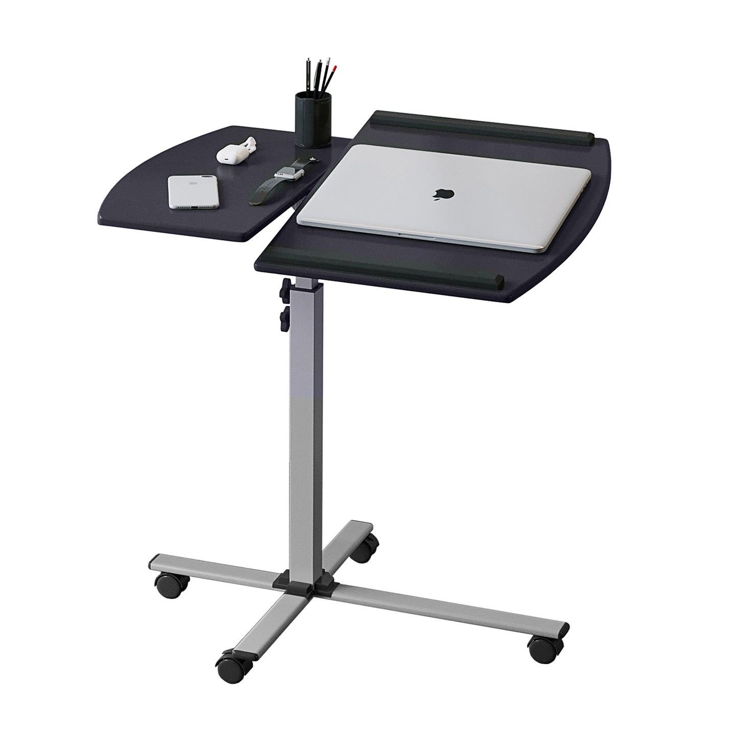 Adjustable Rolling Laptop Workstation with Graphite Finish