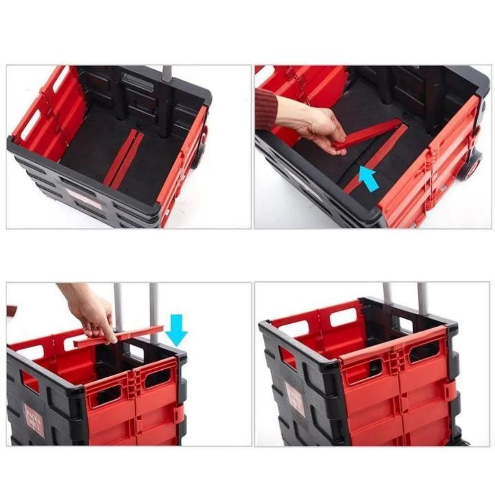 Multi-Function Folding Two-Wheeled Shopping Cart Portable Lightweight Hand Utility Cart with Adjustable Handle