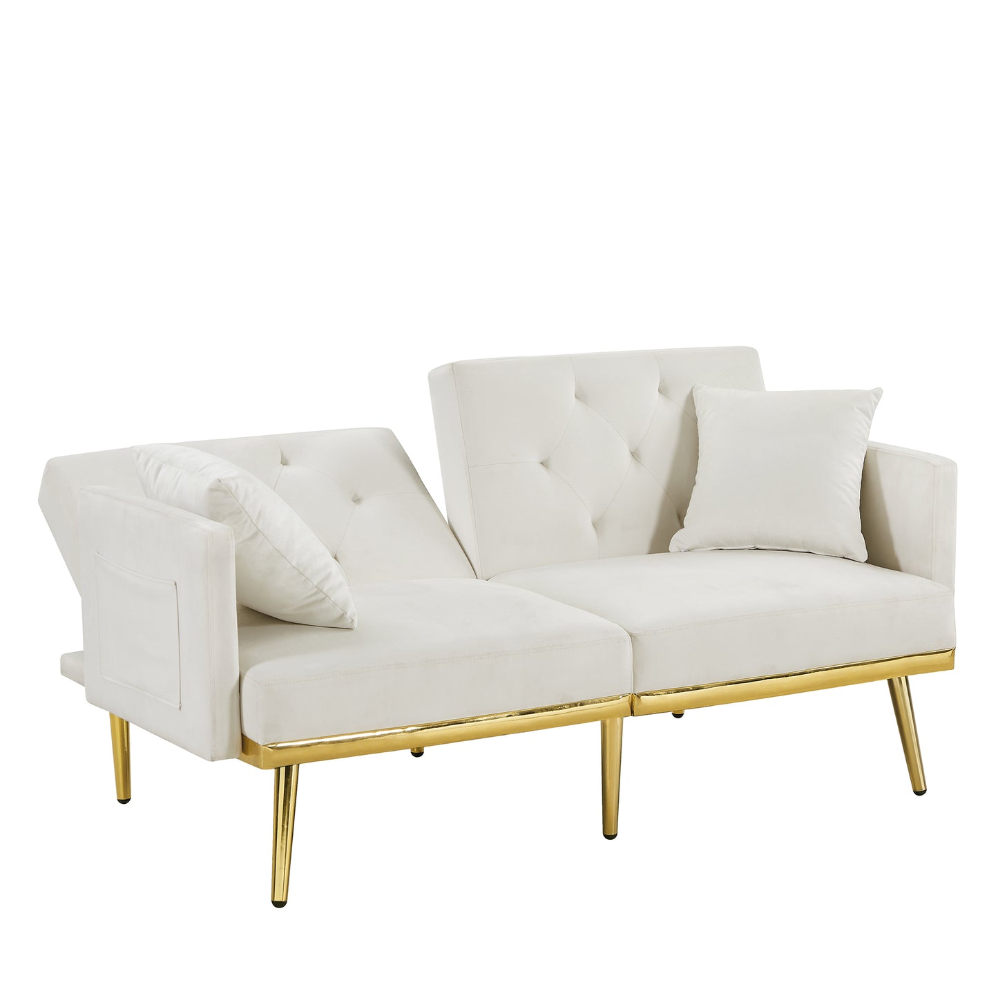 Cream White Velvet Sofa Bed