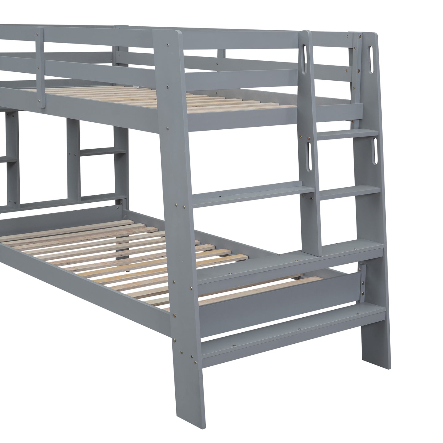 Gray Twin Bunk Bed with Sleek Design and Ample Storage