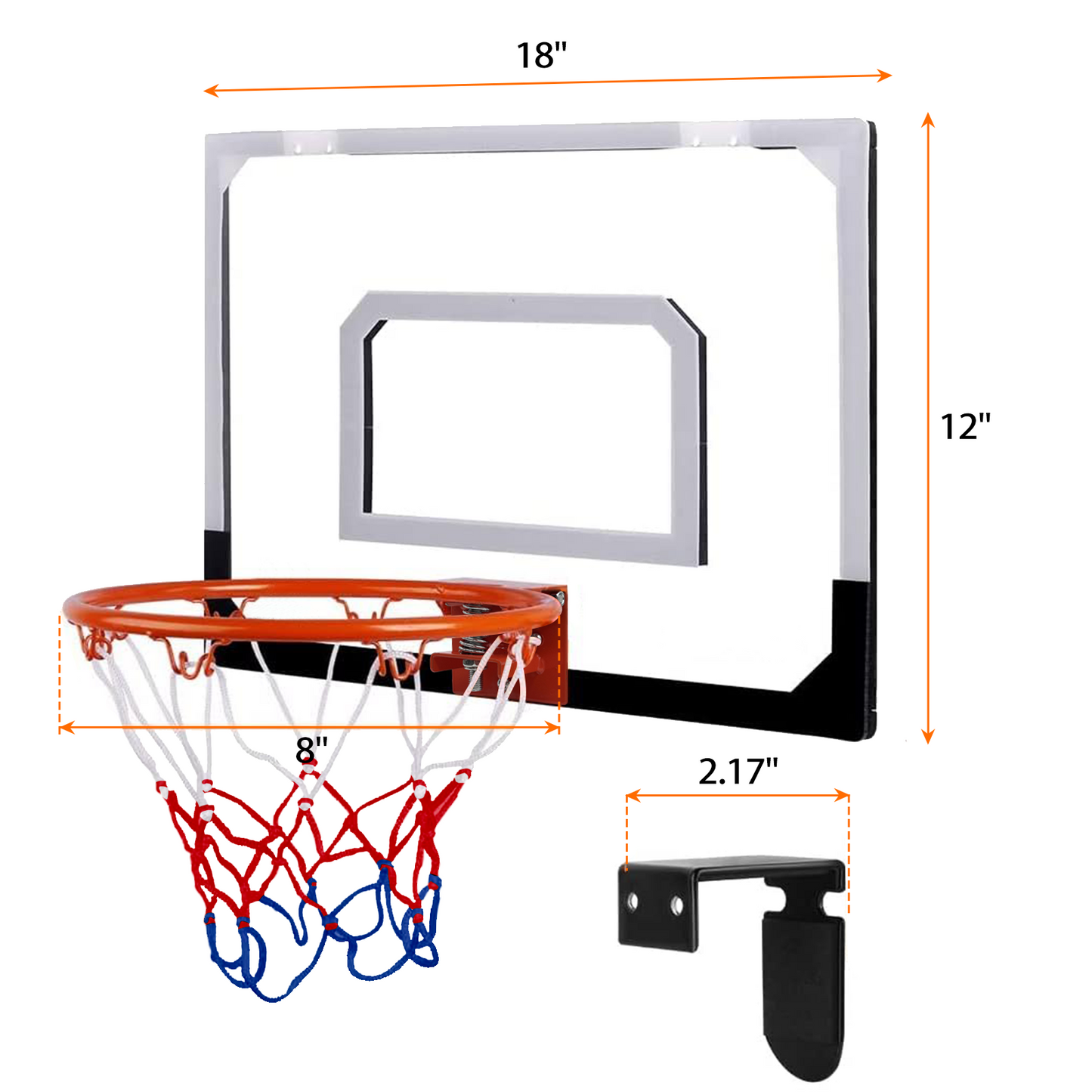 Pro Room Basketball Hoop Over The Door - Wall Mounted Basketball Hoop Set - Indoor Basketball Hoop With Ball and Air Pump