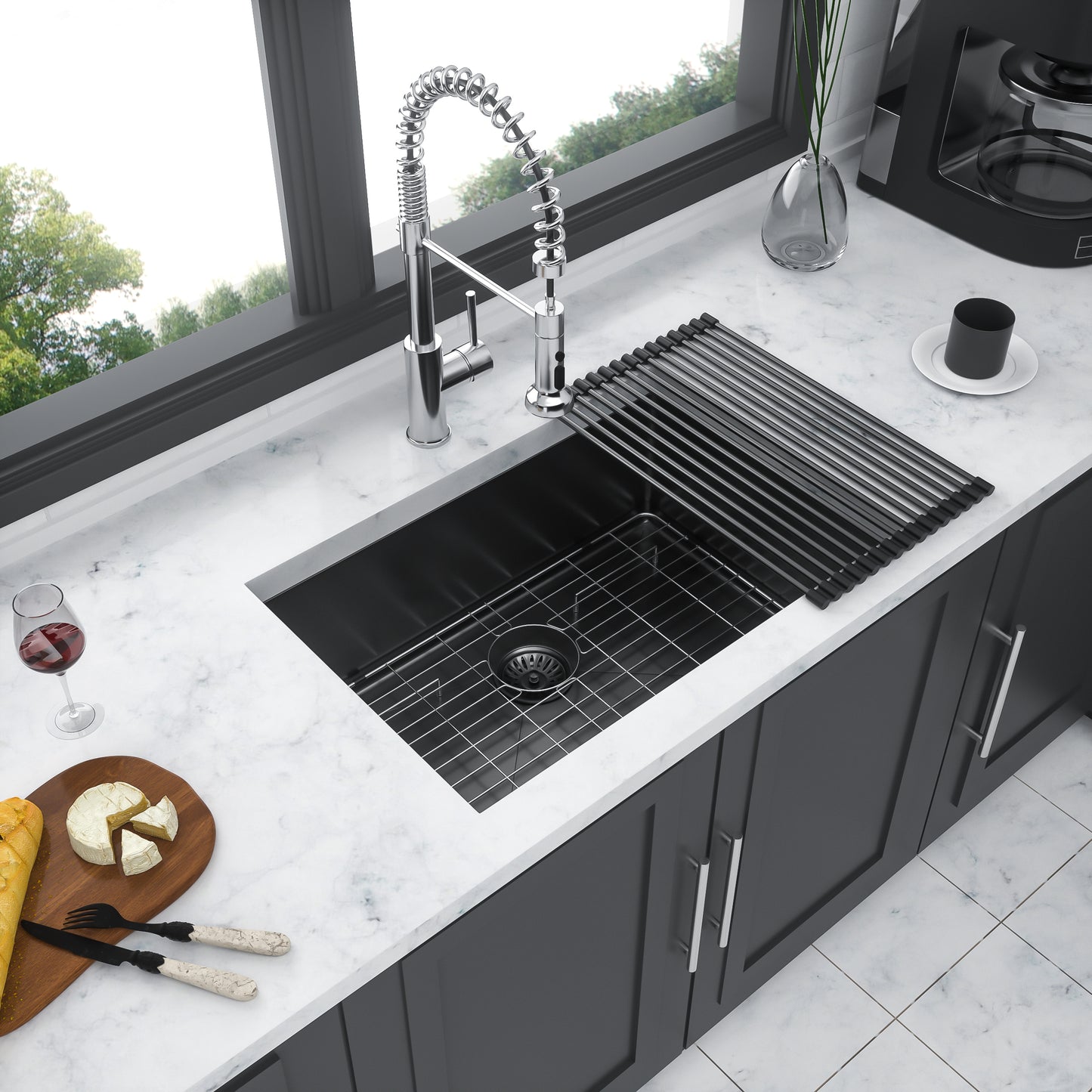 Gunmetal Black Kitchen Sink with Nano Stainless Steel Finish & Soundproof Design