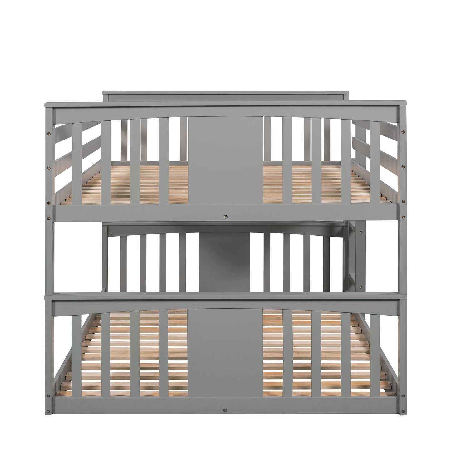 Gray Bunk Bed with Full Over Full Design and Ladder