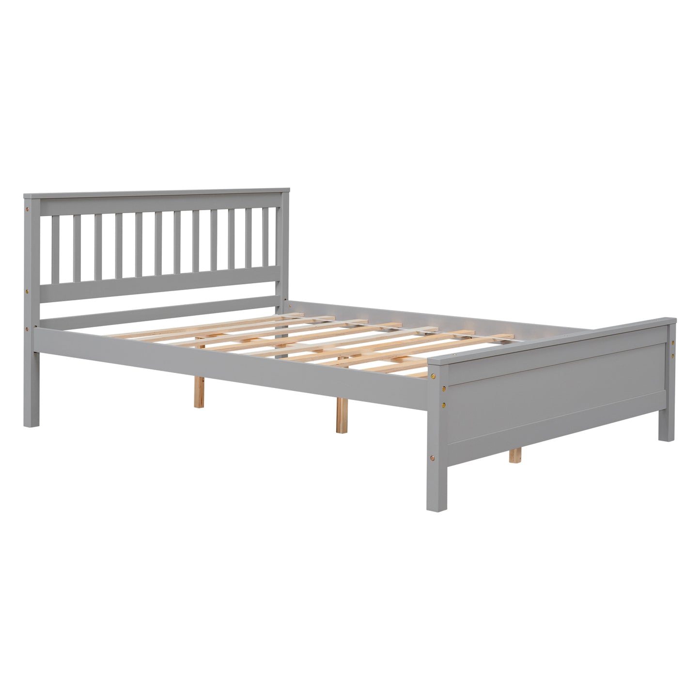 Full Bed with Headboard and Footboard for Kids, Teens, Adults,with a Nightstand,Grey