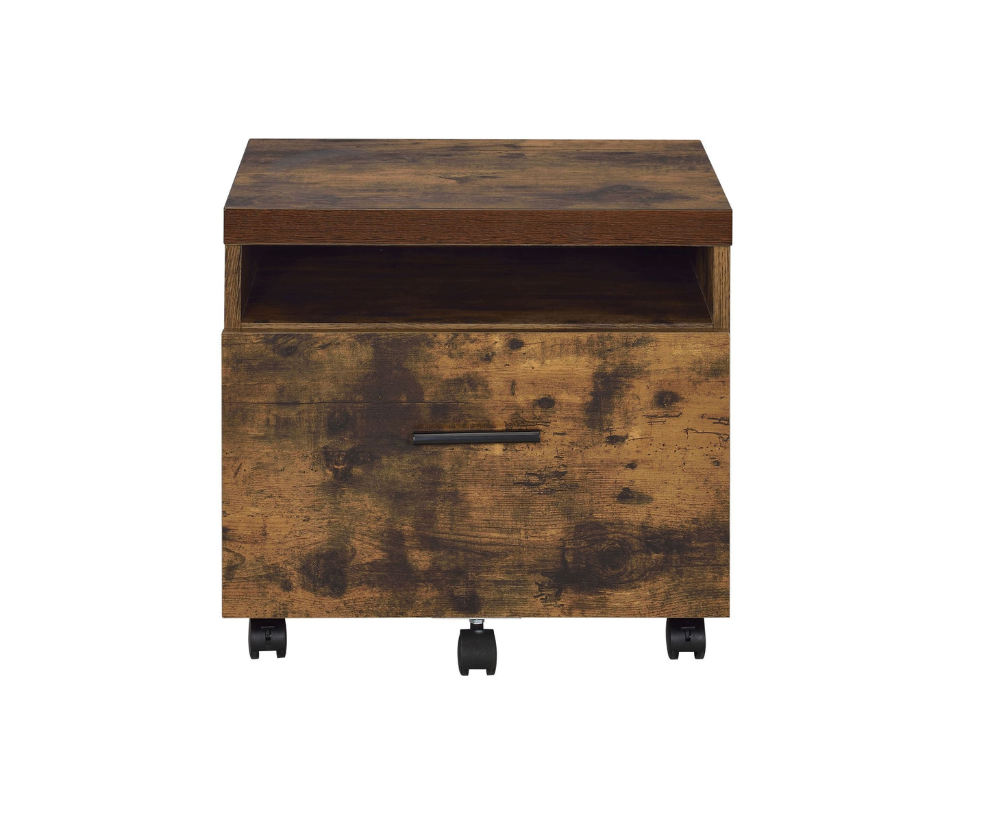Rustic Oak and Black Bob File Cabinet with Industrial Style Storage