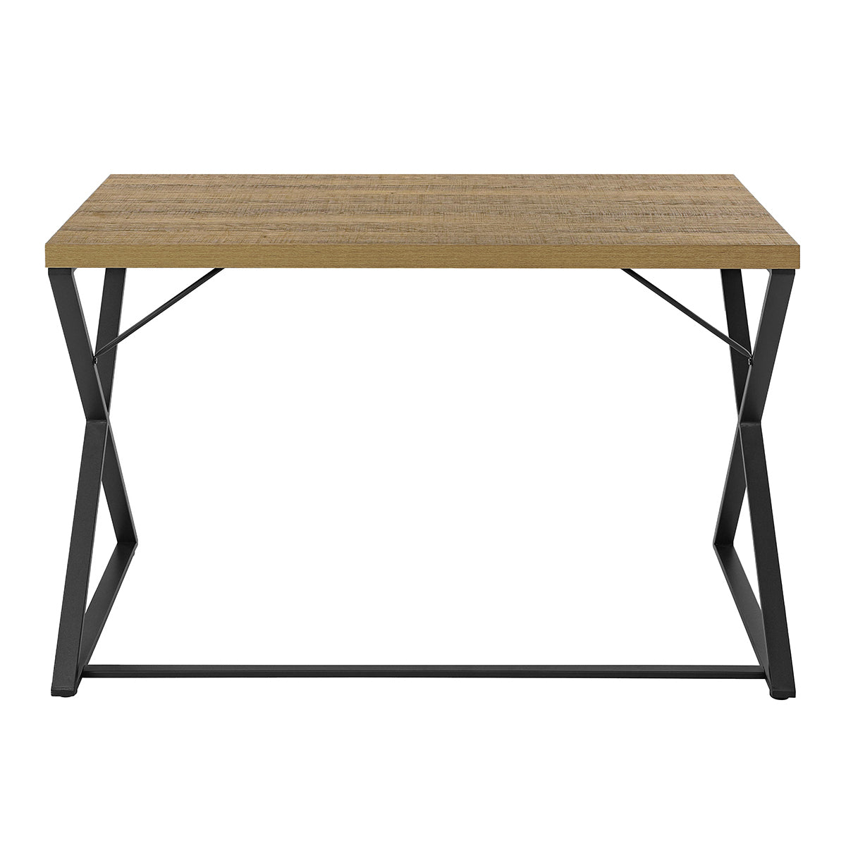 47.2 L Oak and Black X-Leg Home Office Computer Desk - Strong and Versatile Workstation