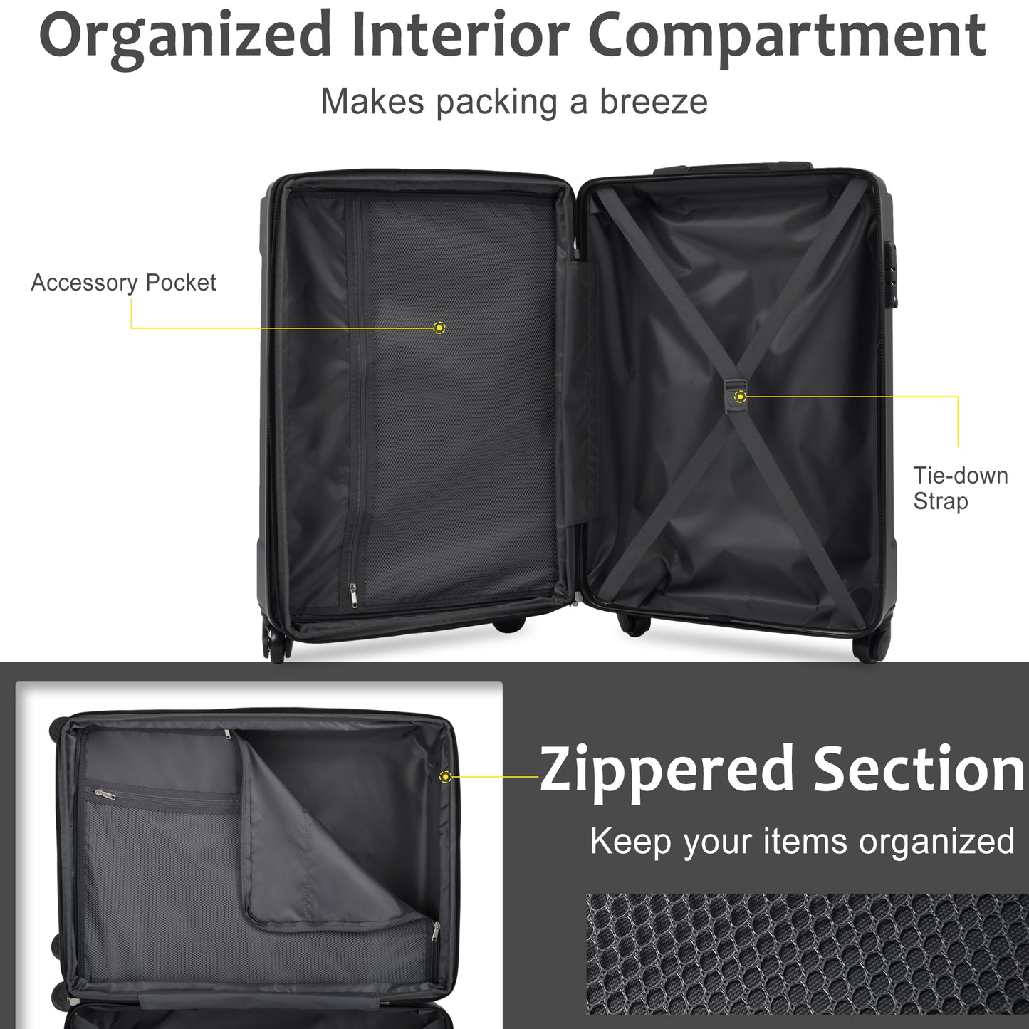 Hardshell Luggage Spinner Suitcase with TSA Lock Lightweight Expandable 28'' (Single Luggage)