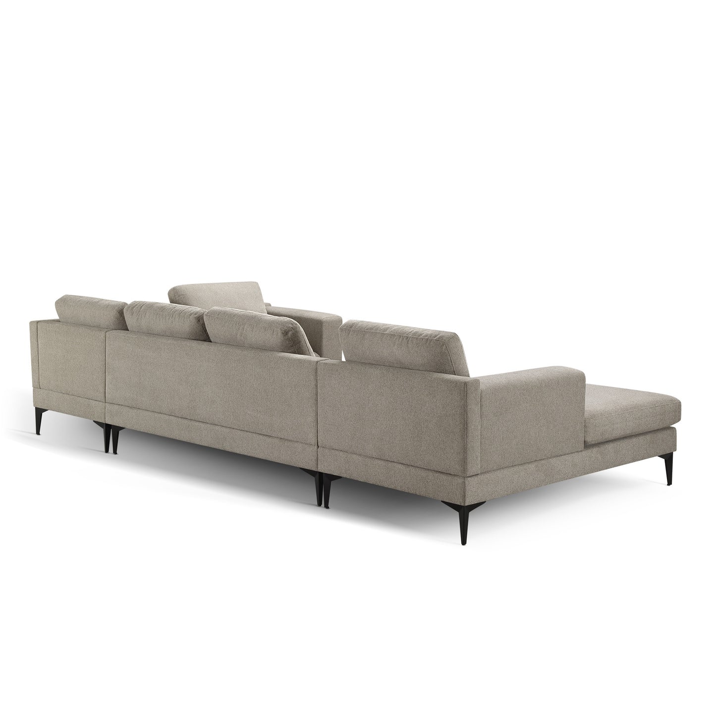 3-Piece U-Shape Upholstered Sectional Sofa Set with Reversible Chaise Lounge, Sand Texture