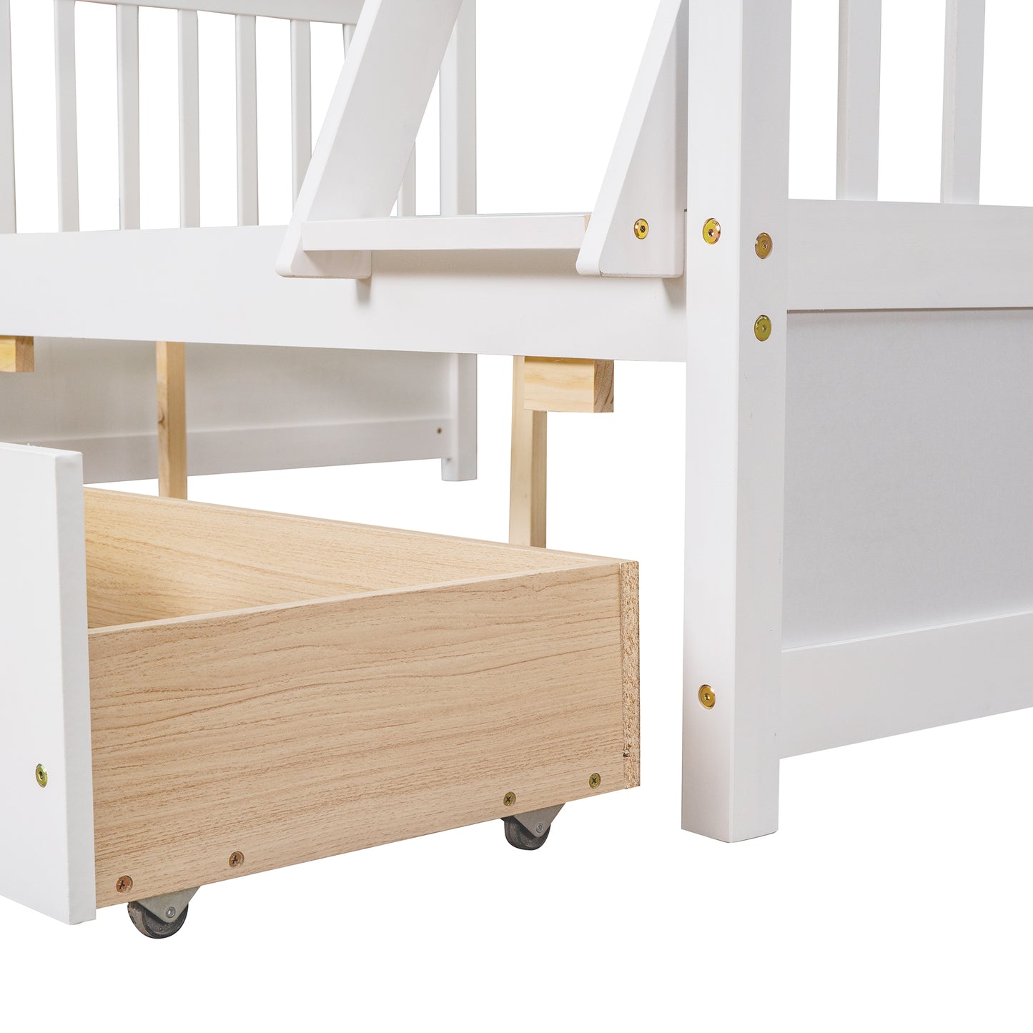 Twin/Full Bunk Bed with Stairs, Drawers, and Flexible Layout