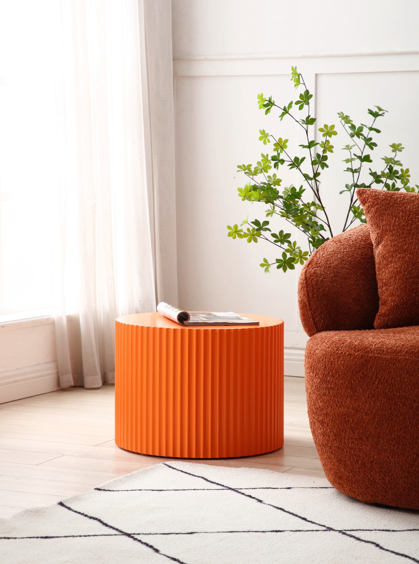 Nesting Table Set: Handcrafted MDF Coffee Tables in Vibrant Orange