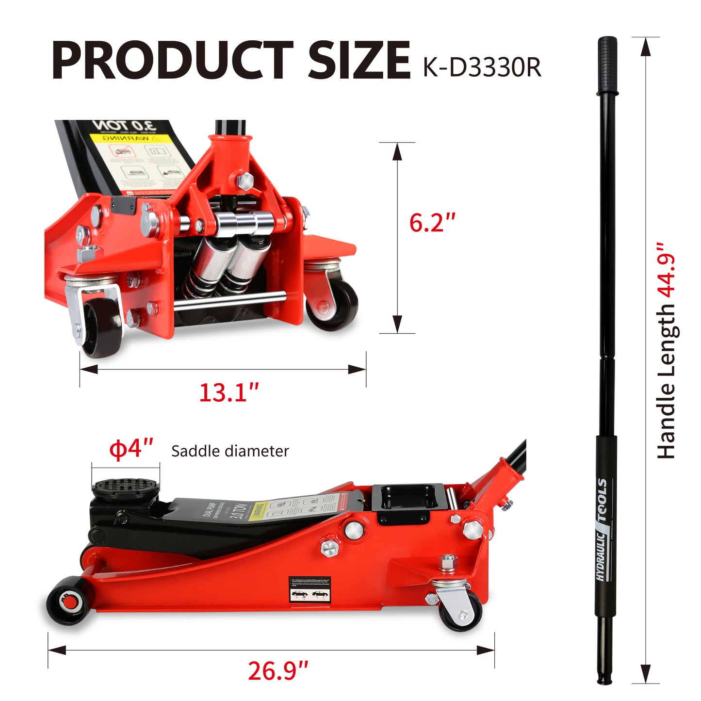 3 Ton Dual Piston Low Profile Racing Floor Jack with Quick Lift Pump