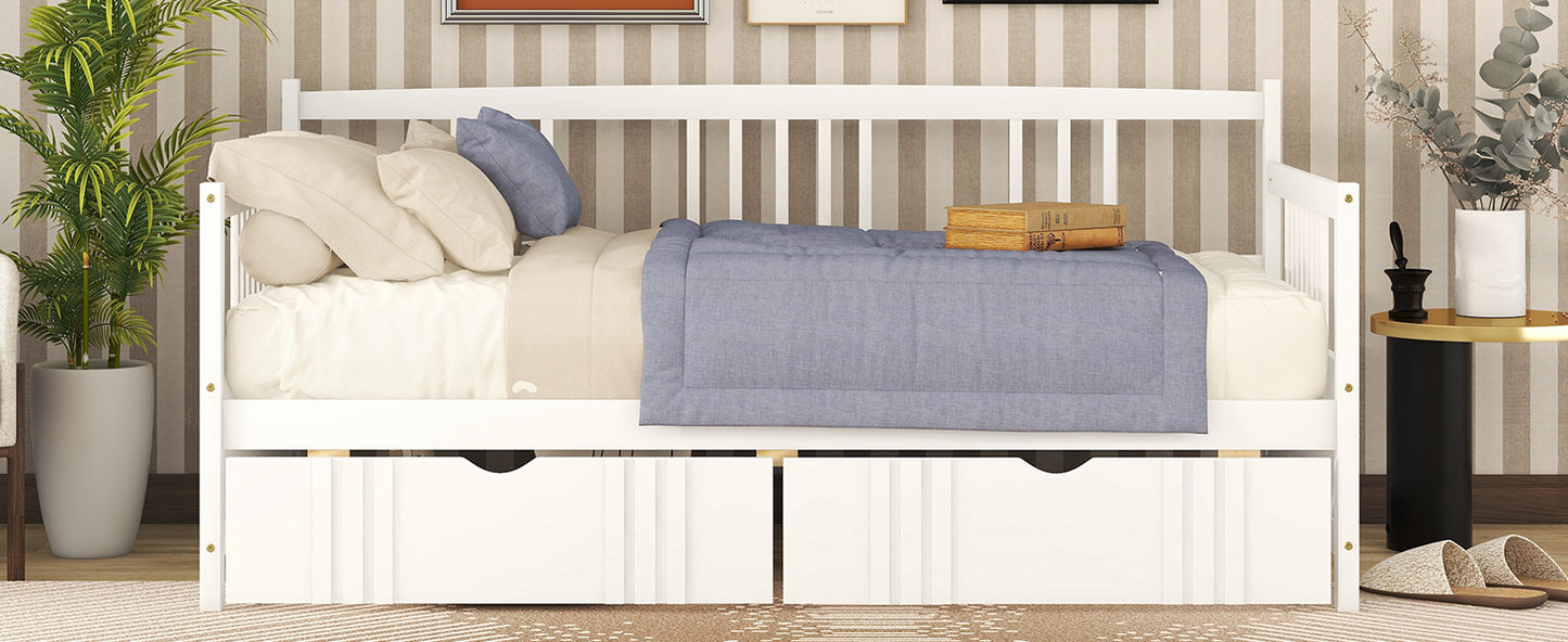 Twin Size Daybed Wood Bed with Two Drawers,White(OLD SKU:LP000057AAK)