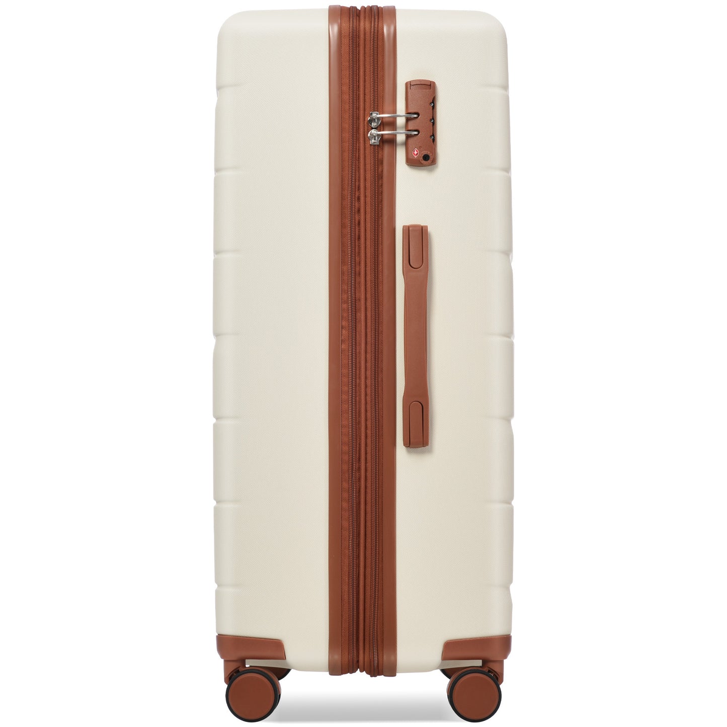 Luggage Sets 4 Piece, Expandable ABS Durable Suitcase with Travel Bag, Carry On Luggage Suitcase Set with 360° Spinner Wheels, ivory and brown