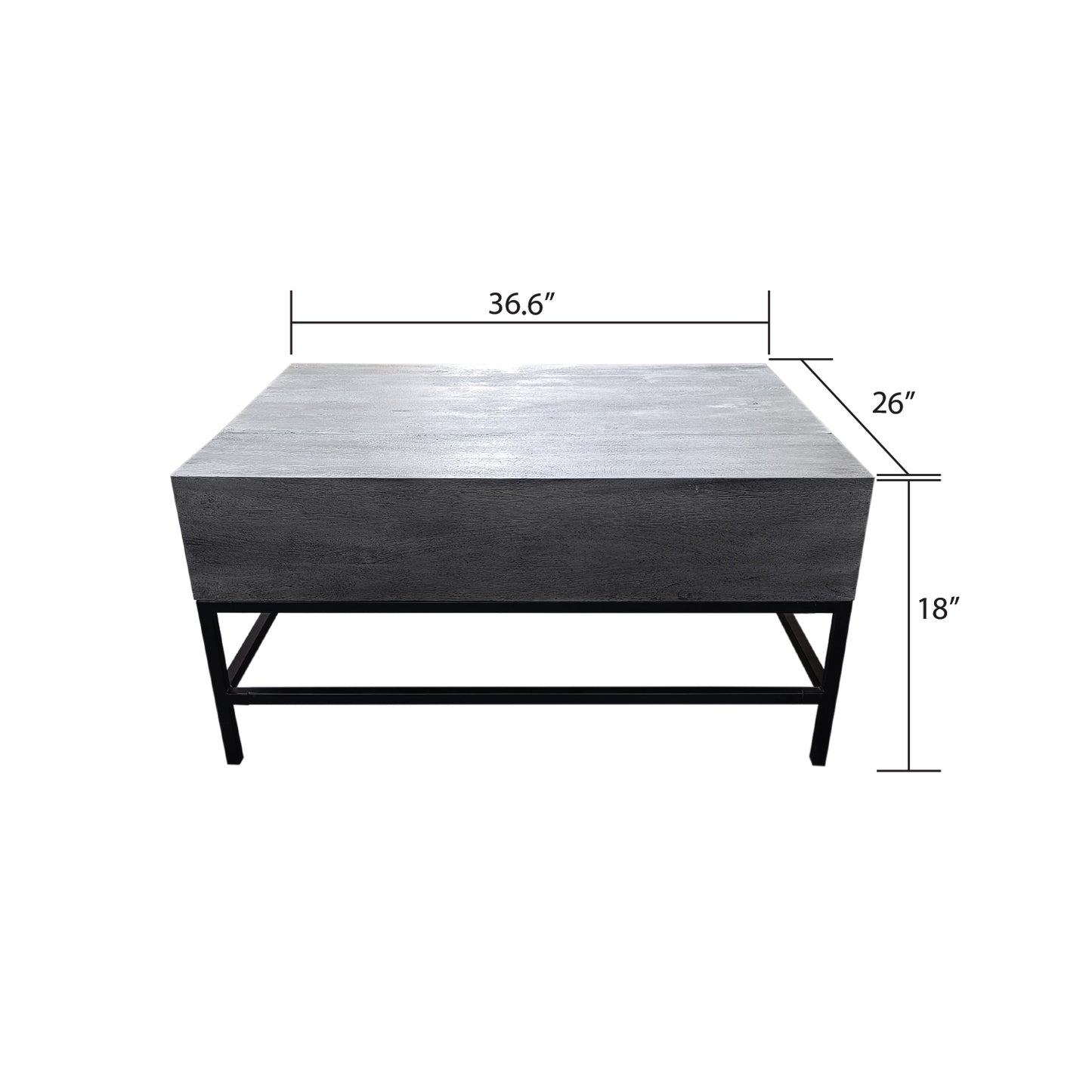 Gray Lift Top Coffee Table with Natural Wood Finish