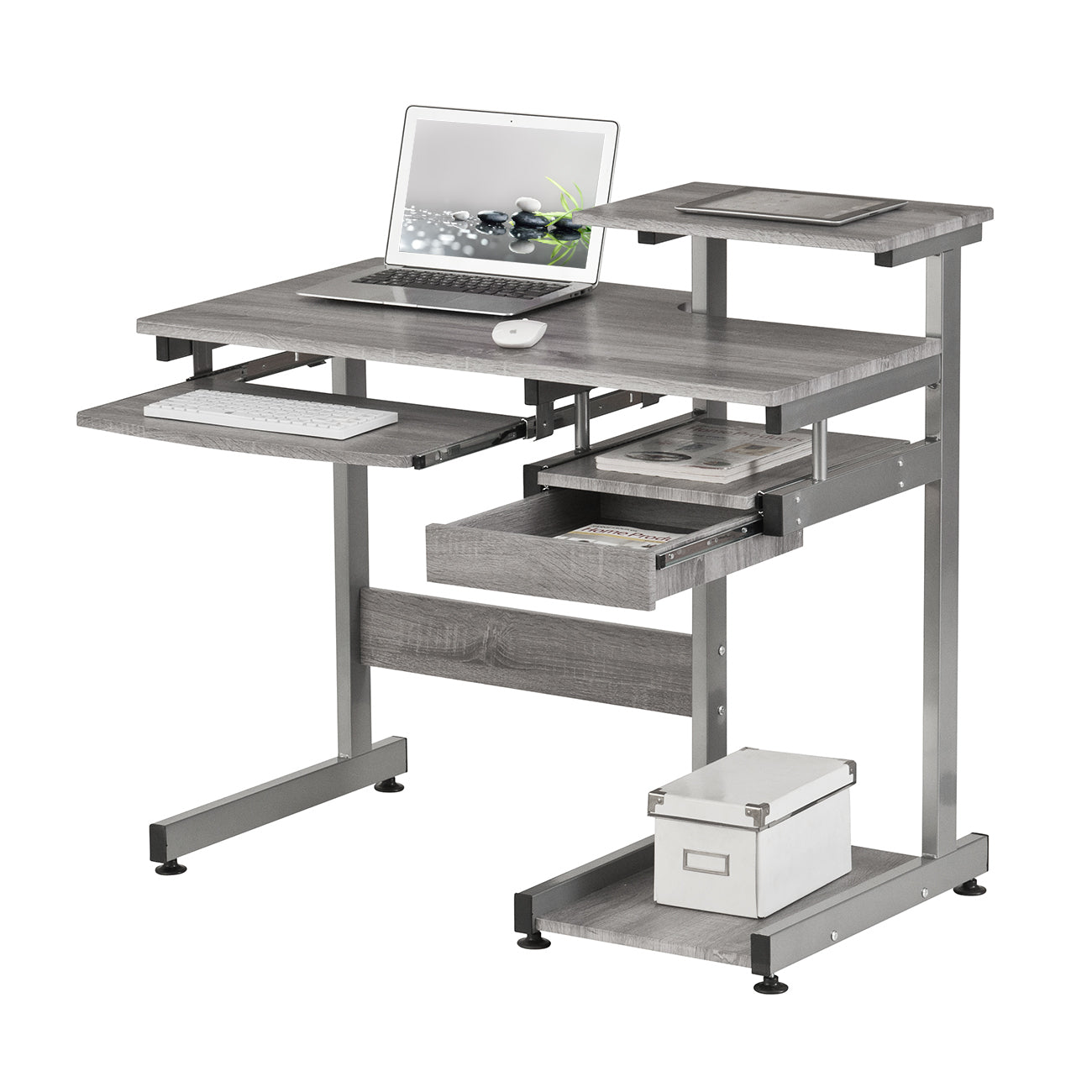 Techni Mobili Grey Computer Workstation Desk