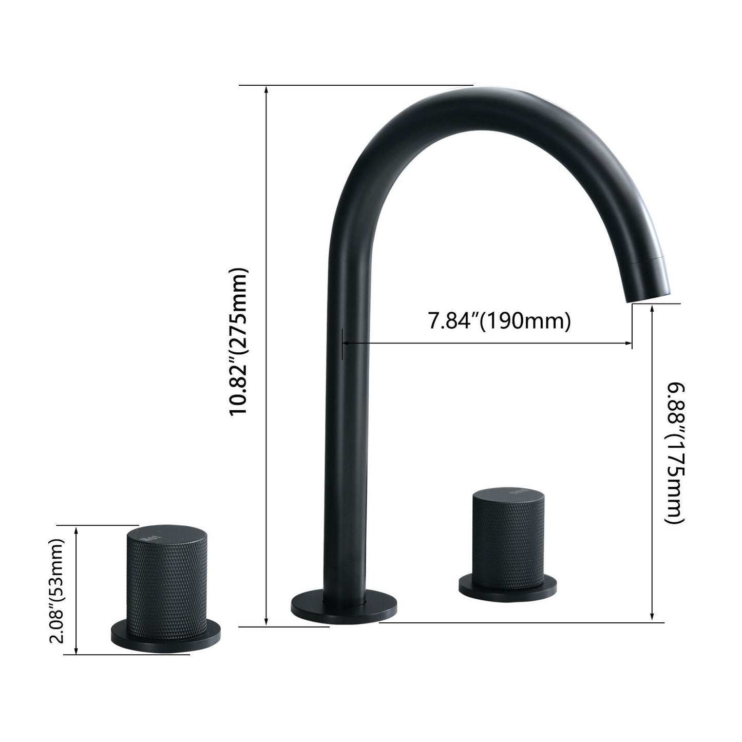 Matte Black 8 Inch Two-Handle Widespread Bathroom Faucet